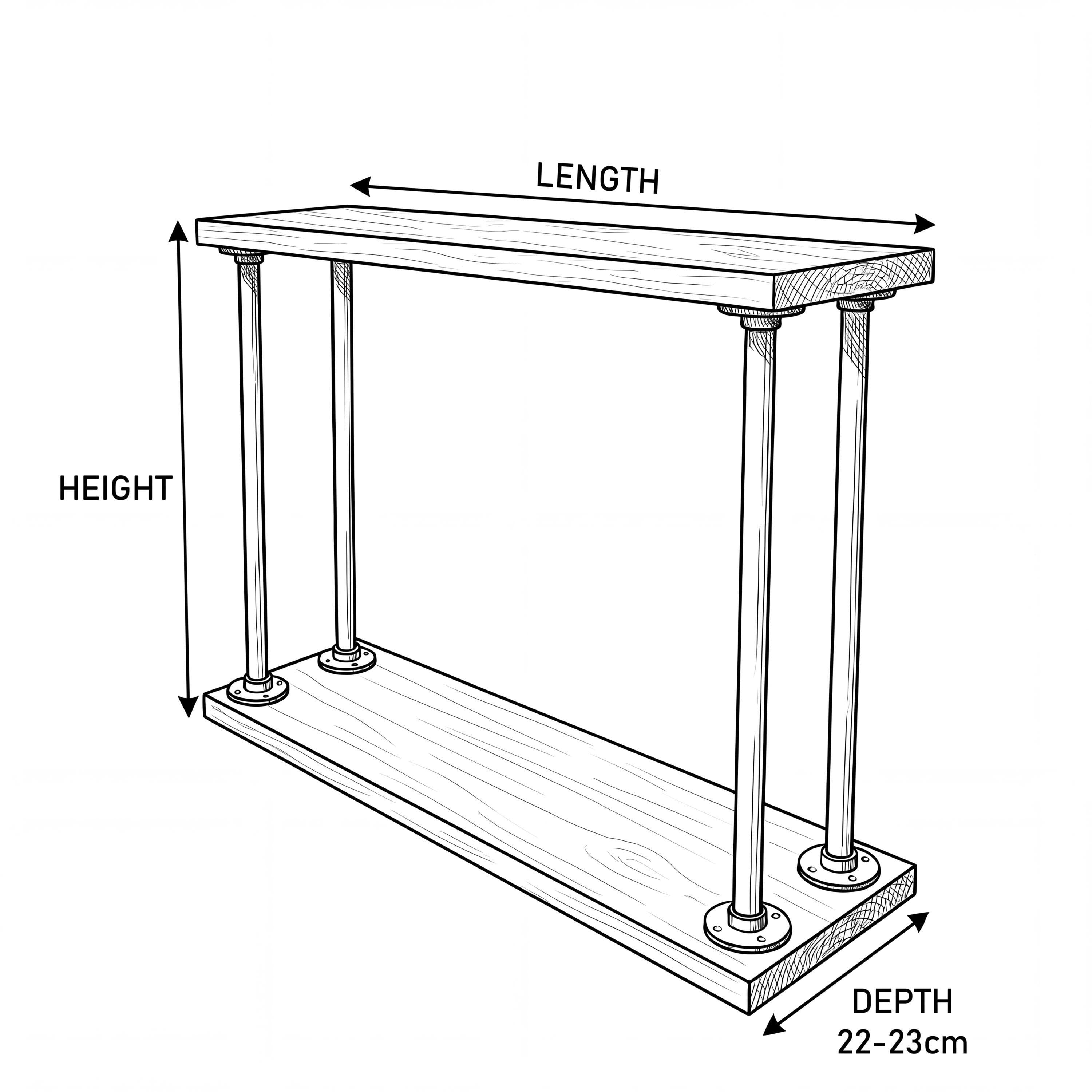 Narrow Console Table – Reclaimed Wood & Black Steel Pipe