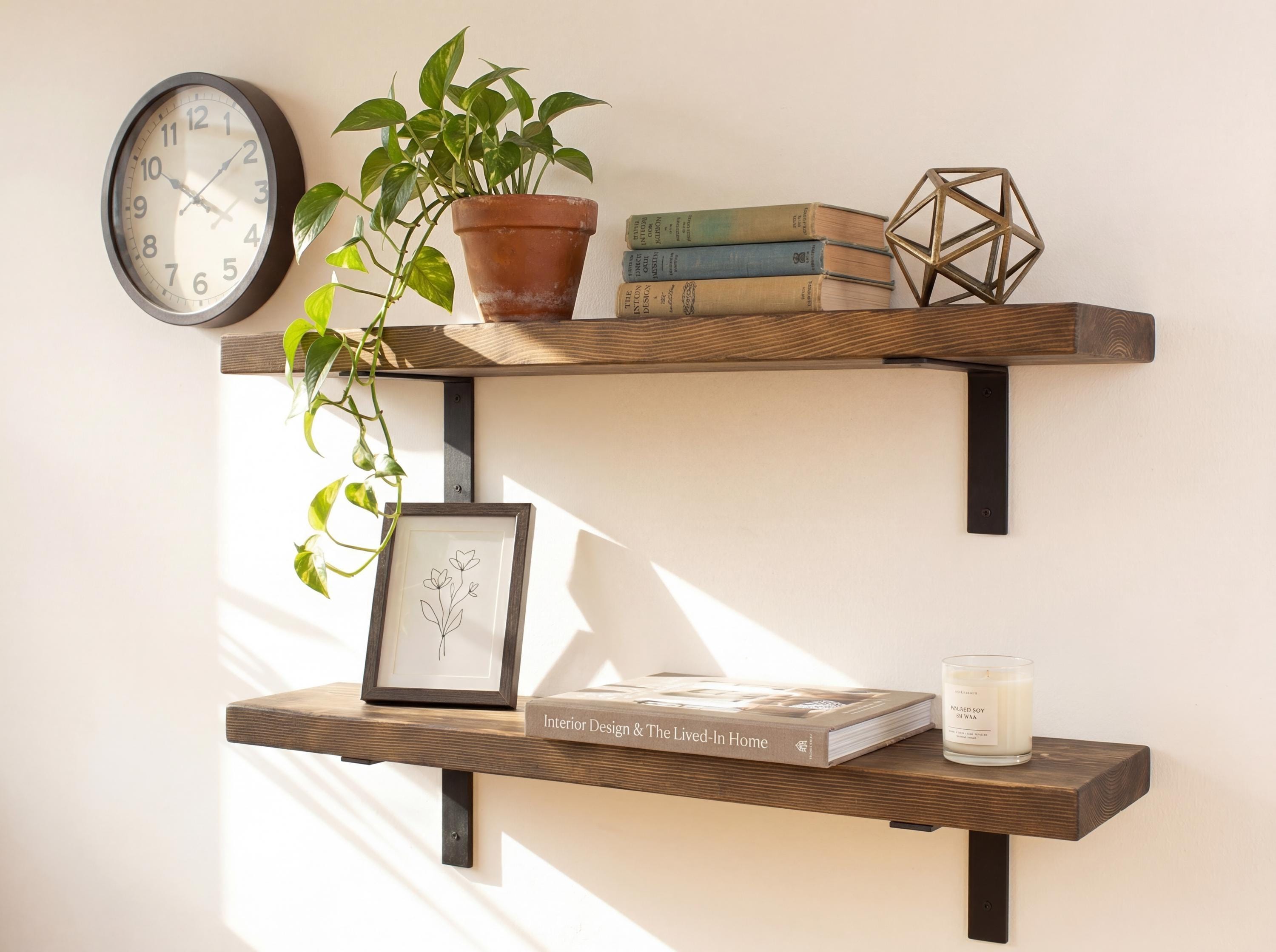 Custom Industrial Floating Shelf | Rustic Farmhouse Wood Wall Shelf