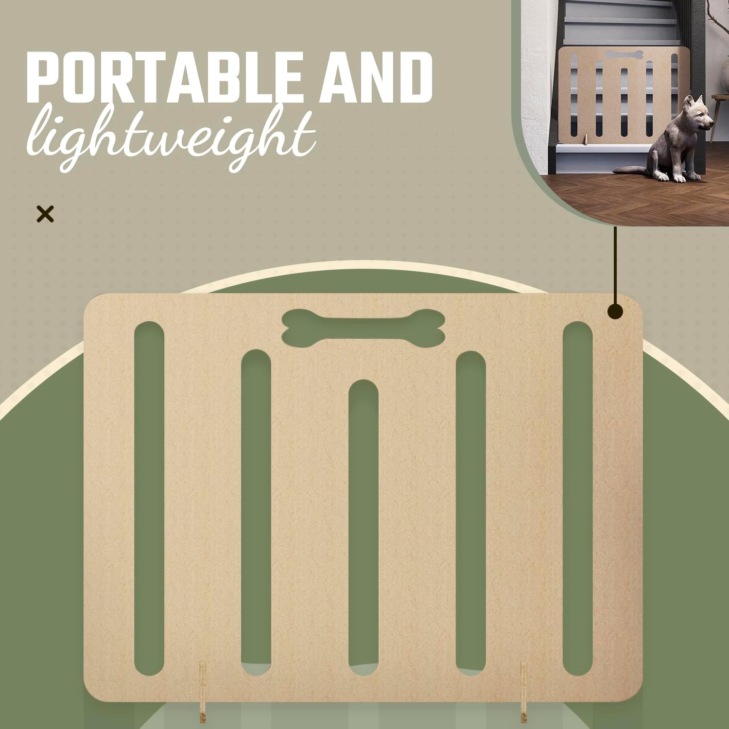 Freestanding Dog Stopper - Wooden Dog Barrier for Home, Stairs, and Doorways - Pet Barrier for Indoor - Wooden Pet Stopper with on Drill Dog Gate