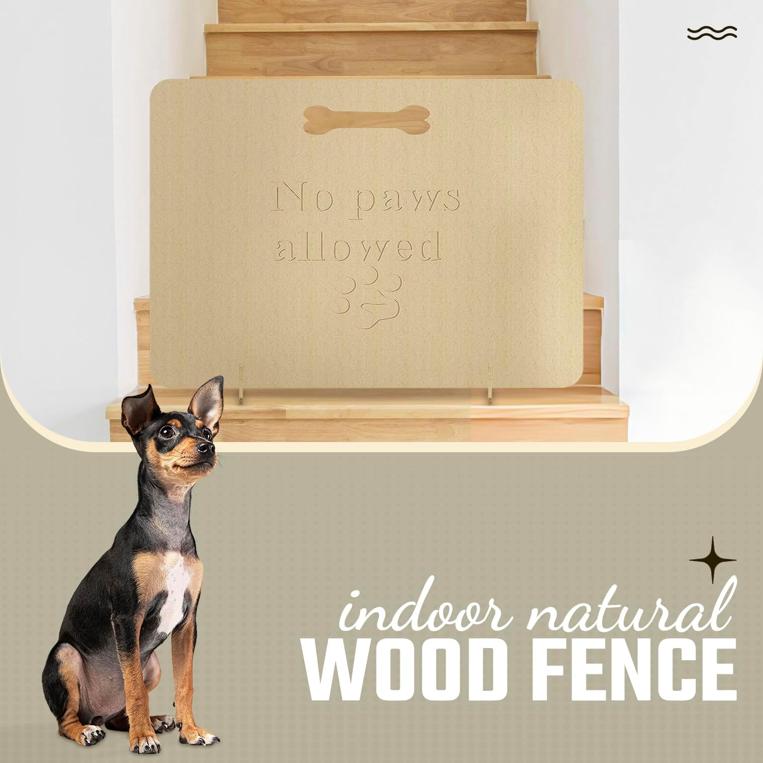 Freestanding Dog Stopper - Wooden Dog Barrier for Home, Stairs, and Doorways - Pet Barrier for Indoor - Wooden Pet Stopper with on Drill Dog Gate
