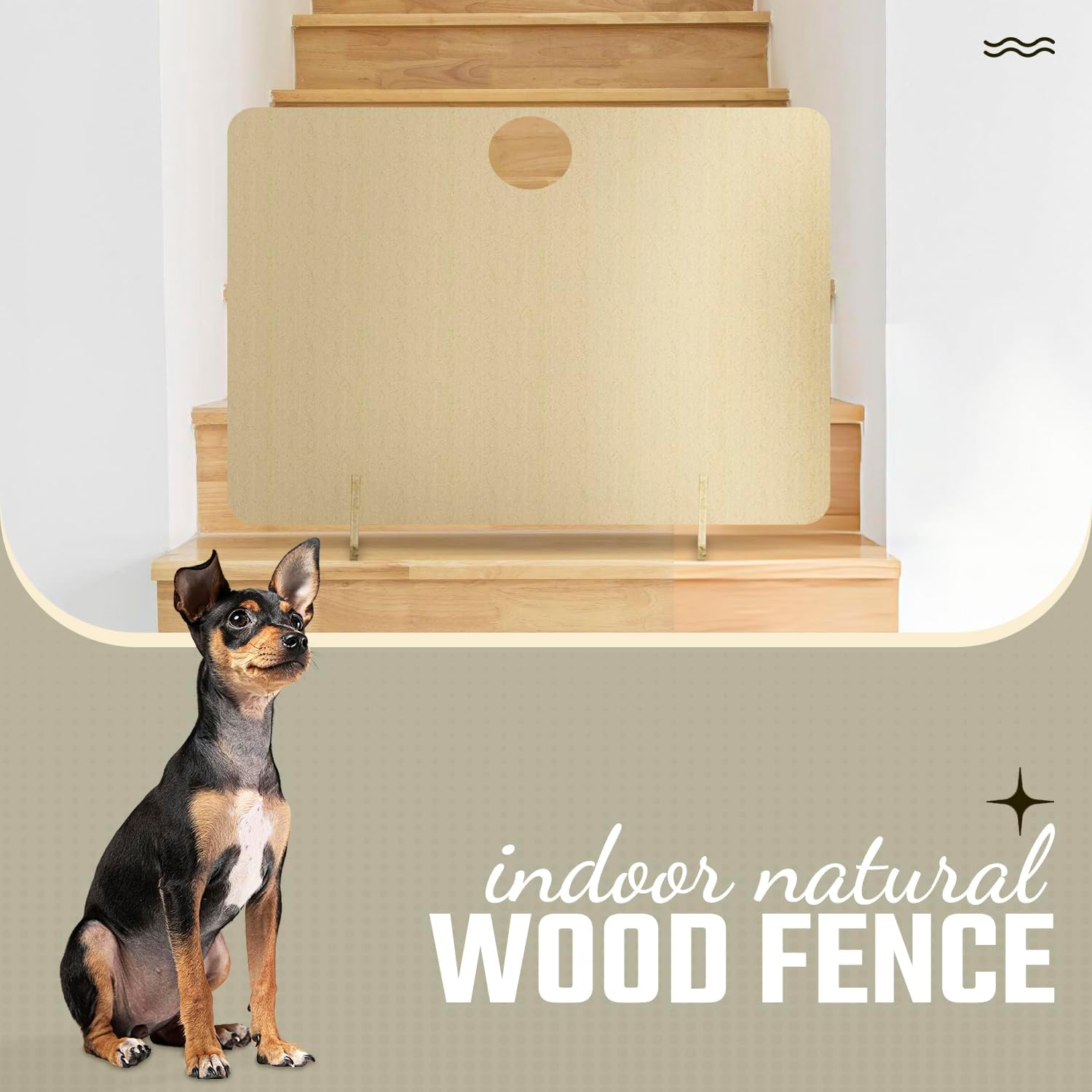 Freestanding Dog Stopper - Wooden Dog Barrier for Home, Stairs, and Doorways - Pet Barrier for Indoor - Wooden Pet Stopper with on Drill Dog Gate
