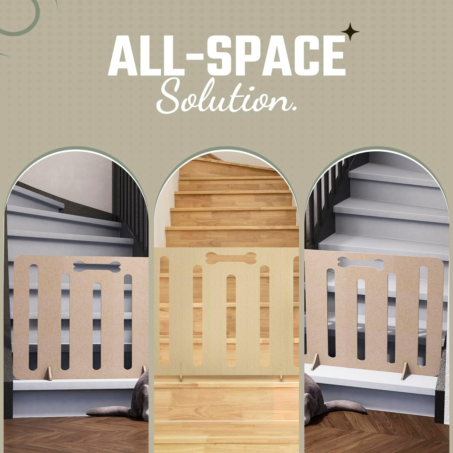 Freestanding Dog Stopper - Wooden Dog Barrier for Home, Stairs, and Doorways - Pet Barrier for Indoor - Wooden Pet Stopper with on Drill Dog Gate