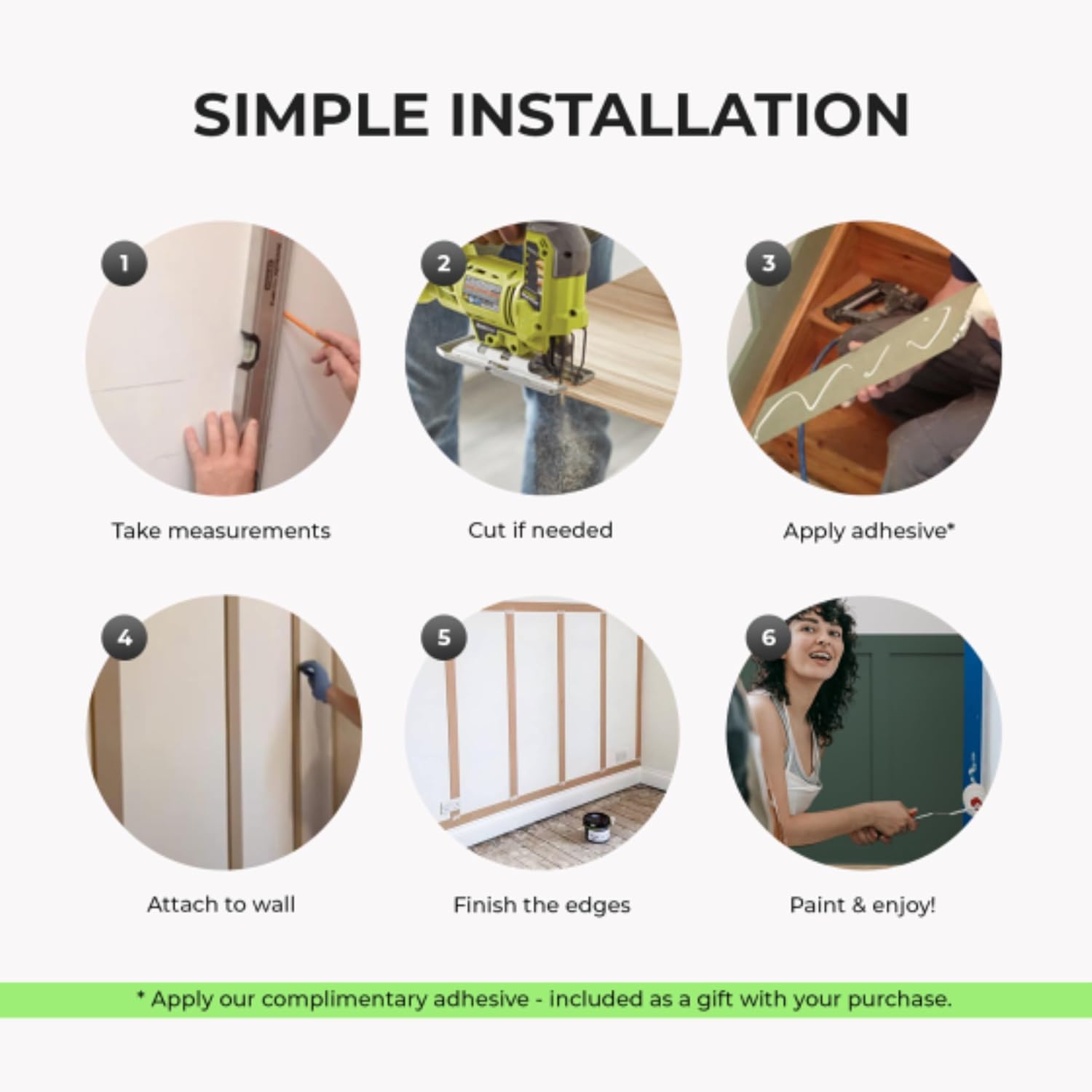 10 PACK Wall Panelling Kit Shaker Style 5PCS 100cm + 5PCS 50cm MDF Slats strips Moisture-Resistant Paintable HDF