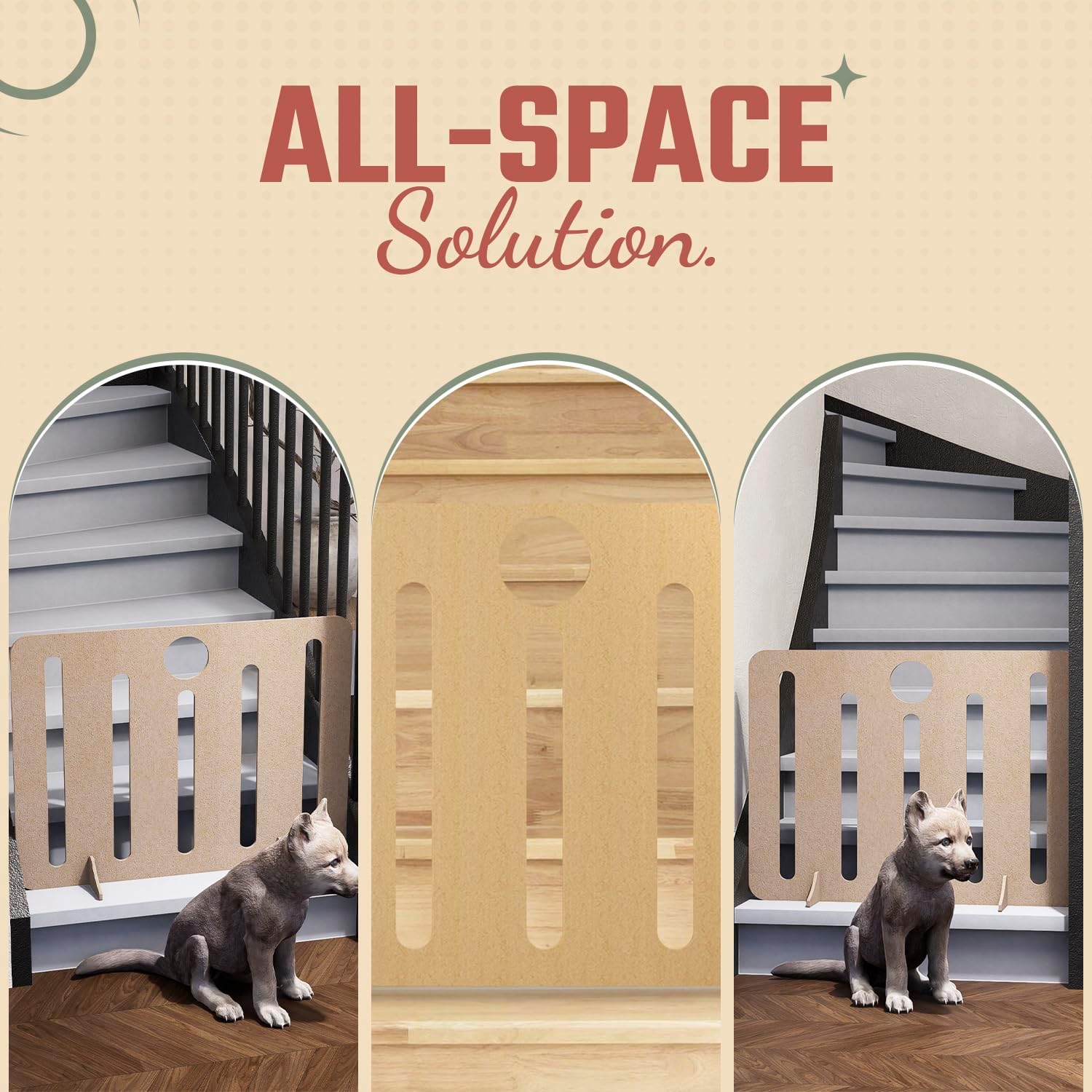 Freestanding Dog Stopper - Wooden Dog Barrier for Home, Stairs, and Doorways - Pet Barrier for Indoor - Wooden Pet Stopper with on Drill Dog Gate