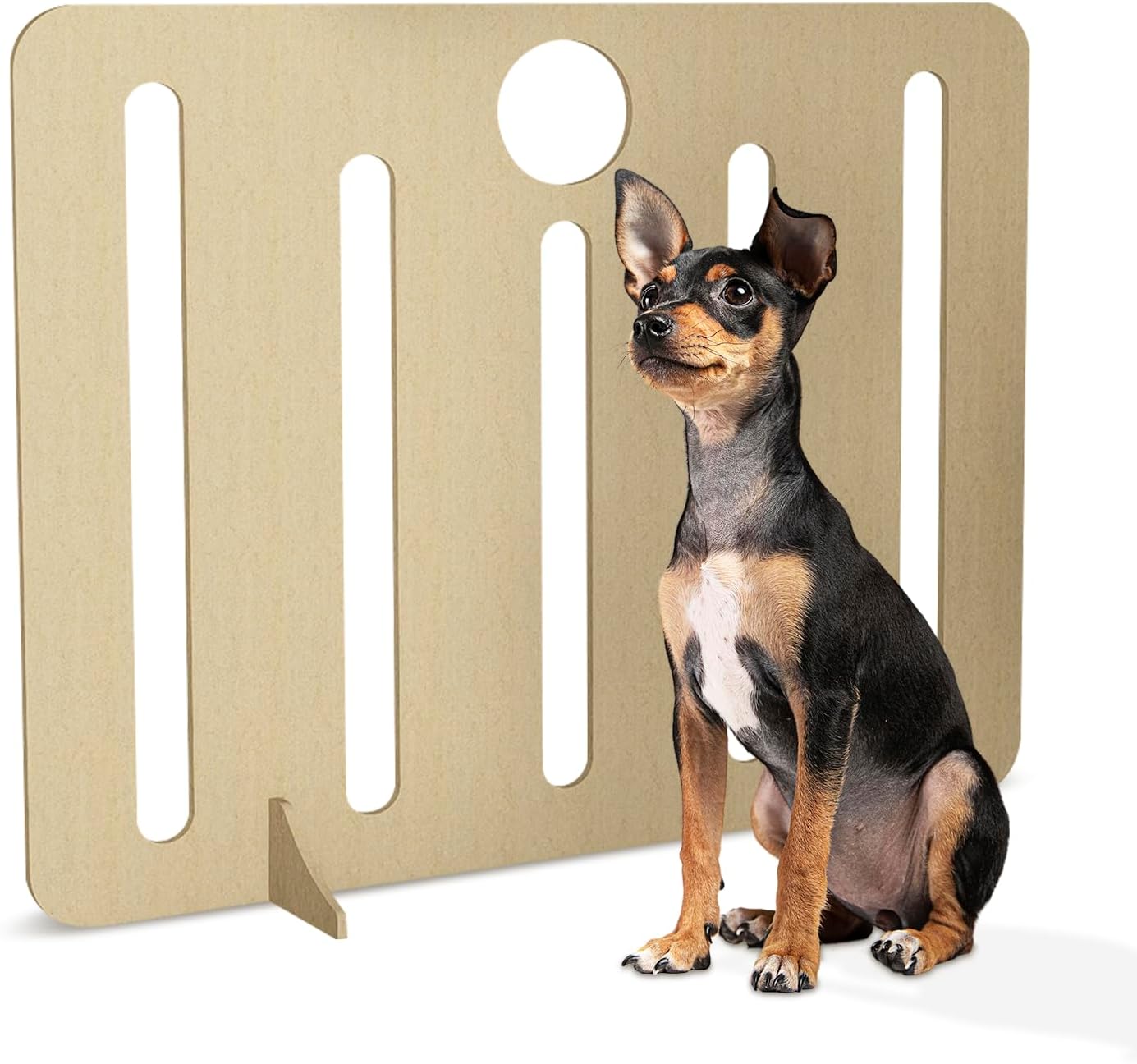 Freestanding Dog Stopper - Wooden Dog Barrier for Home, Stairs, and Doorways - Pet Barrier for Indoor - Wooden Pet Stopper with on Drill Dog Gate