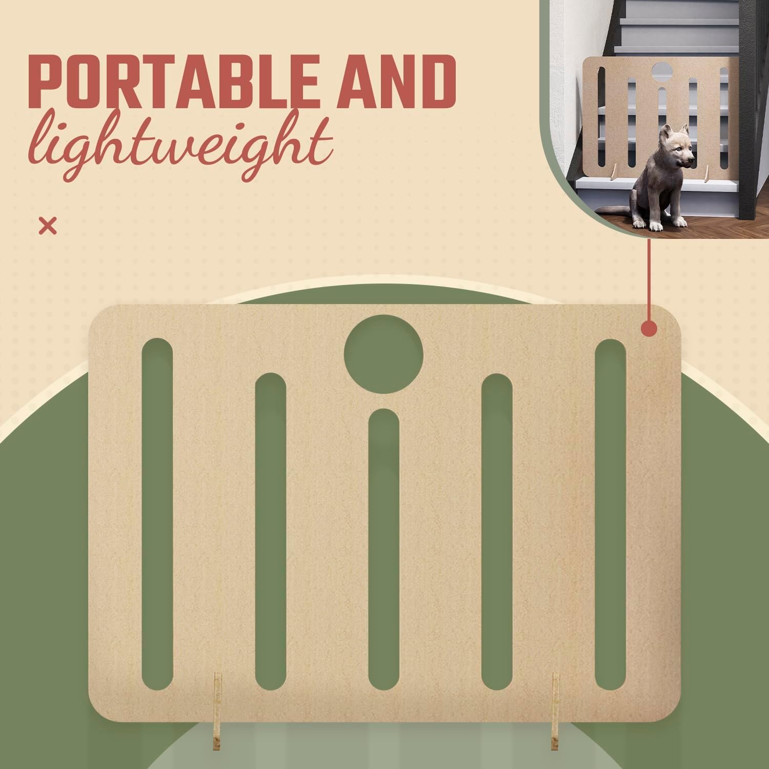 Freestanding Dog Stopper - Wooden Dog Barrier for Home, Stairs, and Doorways - Pet Barrier for Indoor - Wooden Pet Stopper with on Drill Dog Gate