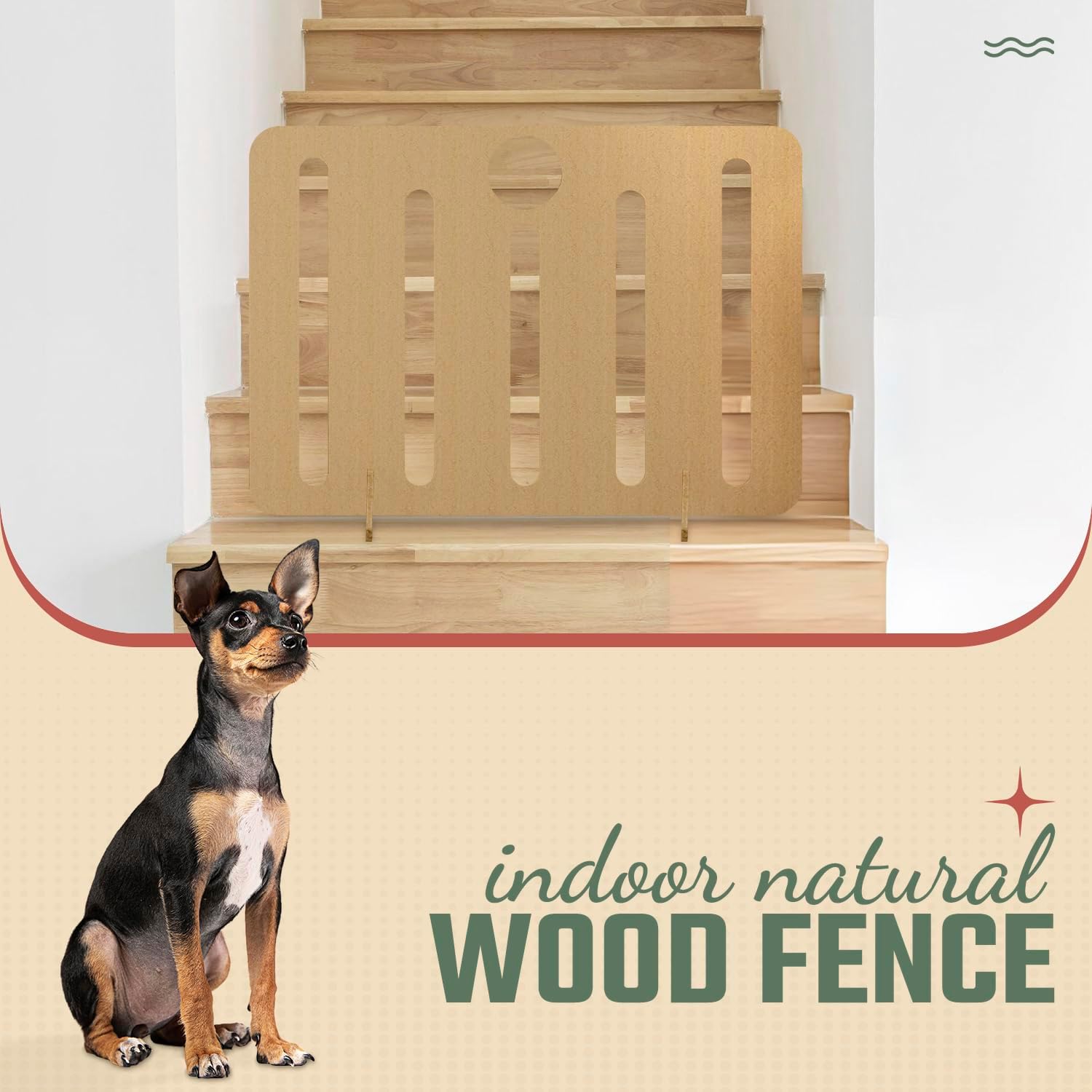 Freestanding Dog Stopper - Wooden Dog Barrier for Home, Stairs, and Doorways - Pet Barrier for Indoor - Wooden Pet Stopper with on Drill Dog Gate