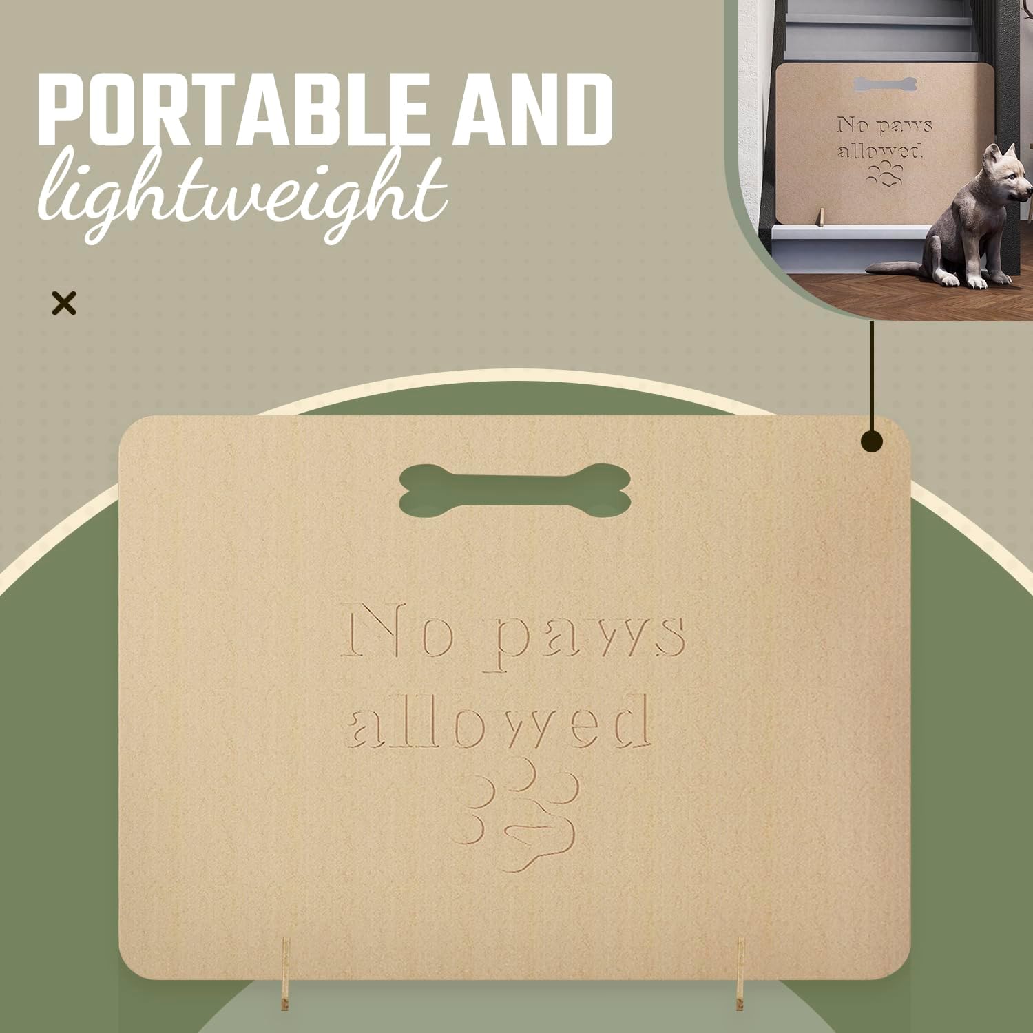 Freestanding Dog Stopper - Wooden Dog Barrier for Home, Stairs, and Doorways - Pet Barrier for Indoor - Wooden Pet Stopper with on Drill Dog Gate