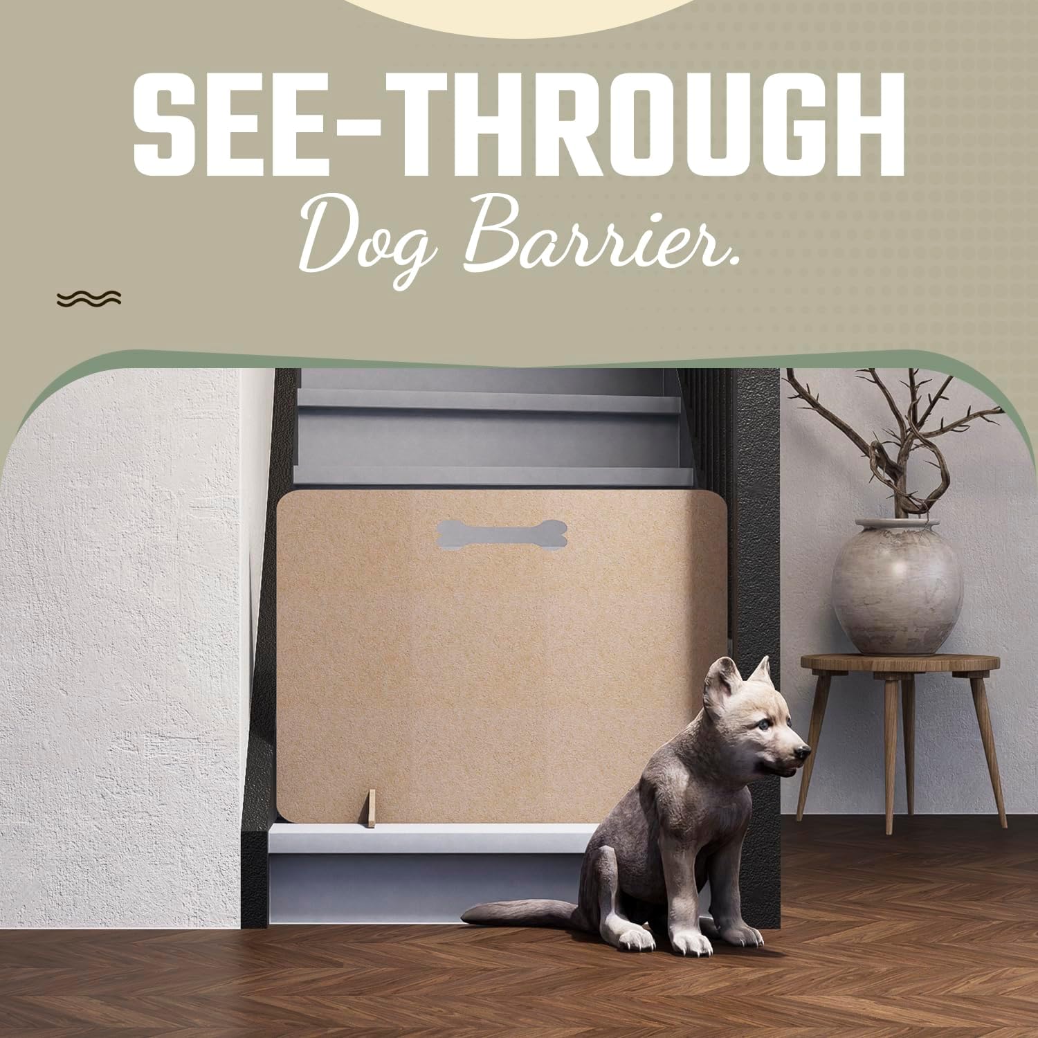Freestanding Dog Stopper - Wooden Dog Barrier for Home, Stairs, and Doorways - Pet Barrier for Indoor - Wooden Pet Stopper with on Drill Dog Gate