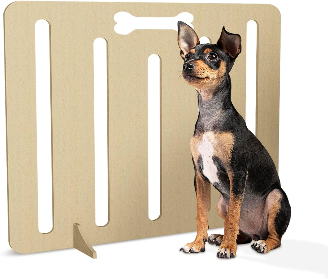 Freestanding Dog Stopper - Wooden Dog Barrier for Home, Stairs, and Doorways - Pet Barrier for Indoor - Wooden Pet Stopper with on Drill Dog Gate