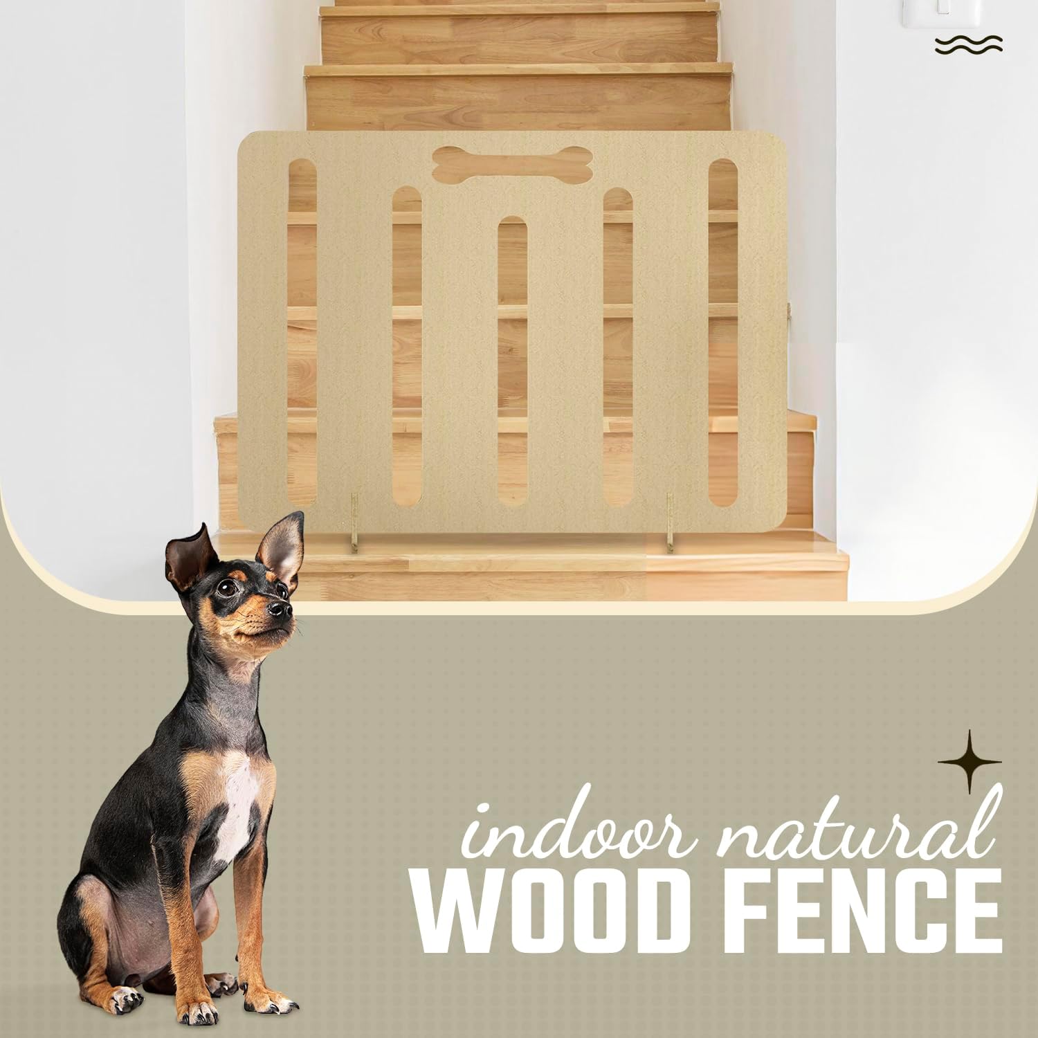 Freestanding Dog Stopper - Wooden Dog Barrier for Home, Stairs, and Doorways - Pet Barrier for Indoor - Wooden Pet Stopper with on Drill Dog Gate