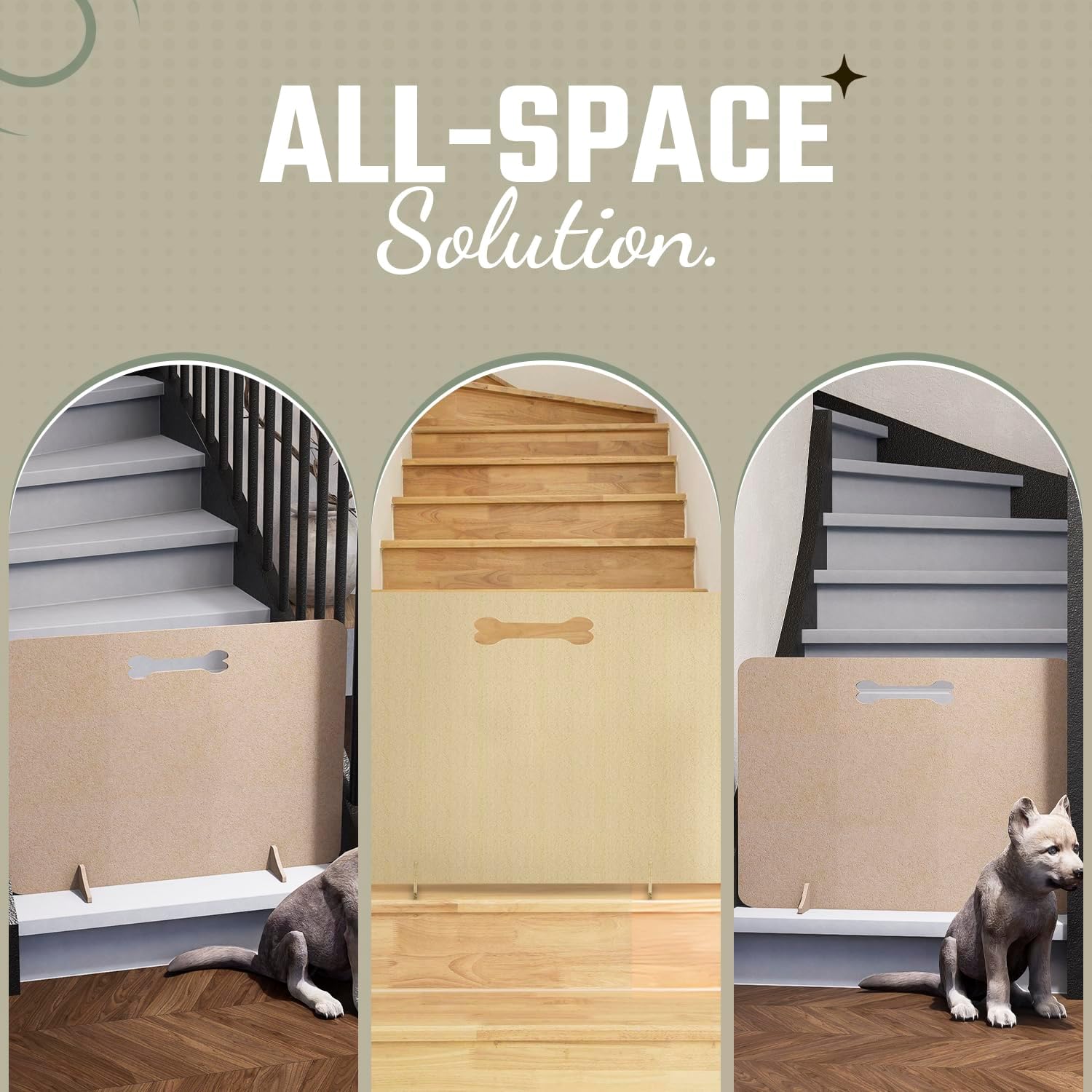 Freestanding Dog Stopper - Wooden Dog Barrier for Home, Stairs, and Doorways - Pet Barrier for Indoor - Wooden Pet Stopper with on Drill Dog Gate