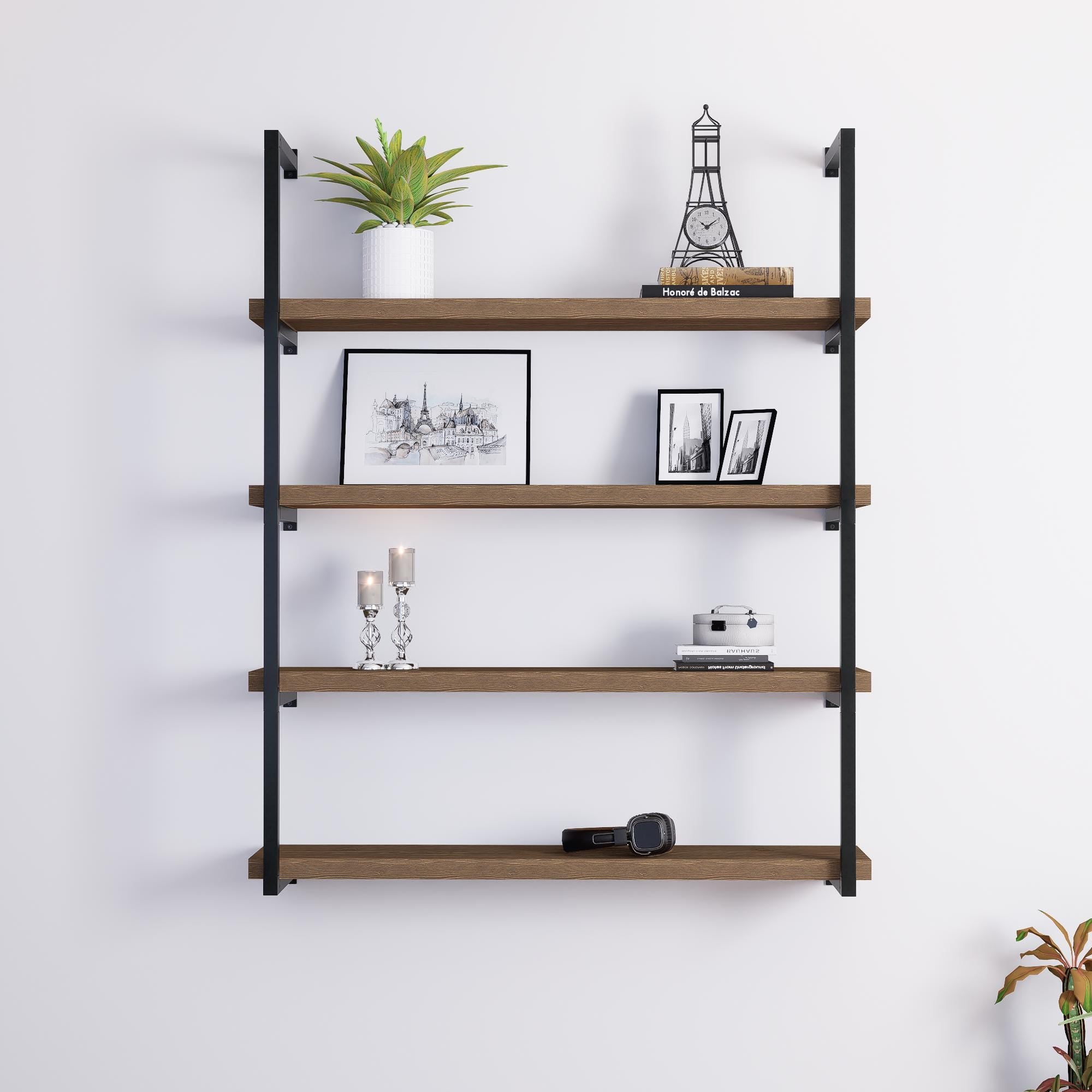 Industrial Multi-Tier Shelf Brackets | Heavy Duty Wall Shelf Supports | Floating Shelving Hardware for Home, Office, Retail Displays