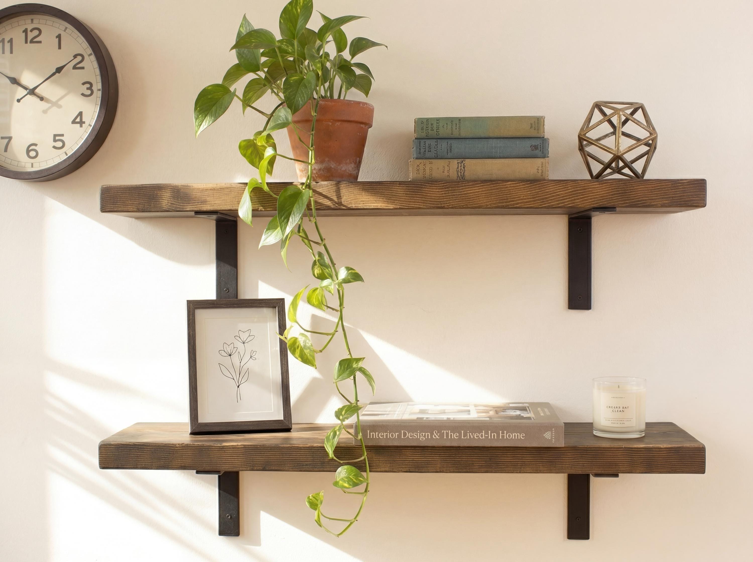 Custom Industrial Floating Shelf | Rustic Farmhouse Wood Wall Shelf