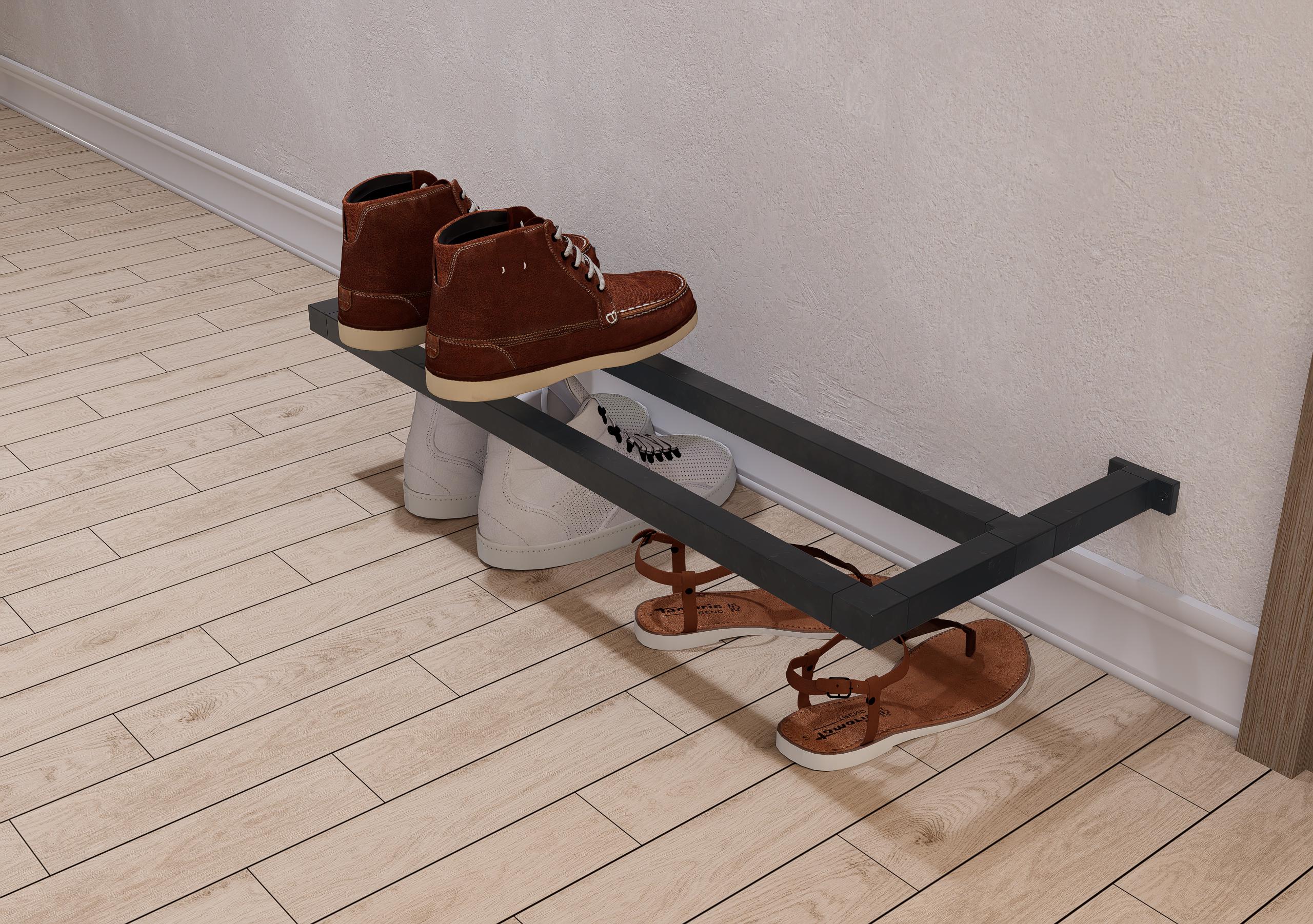 Minimalist Wall-Mounted Square Metal Shoe Rack