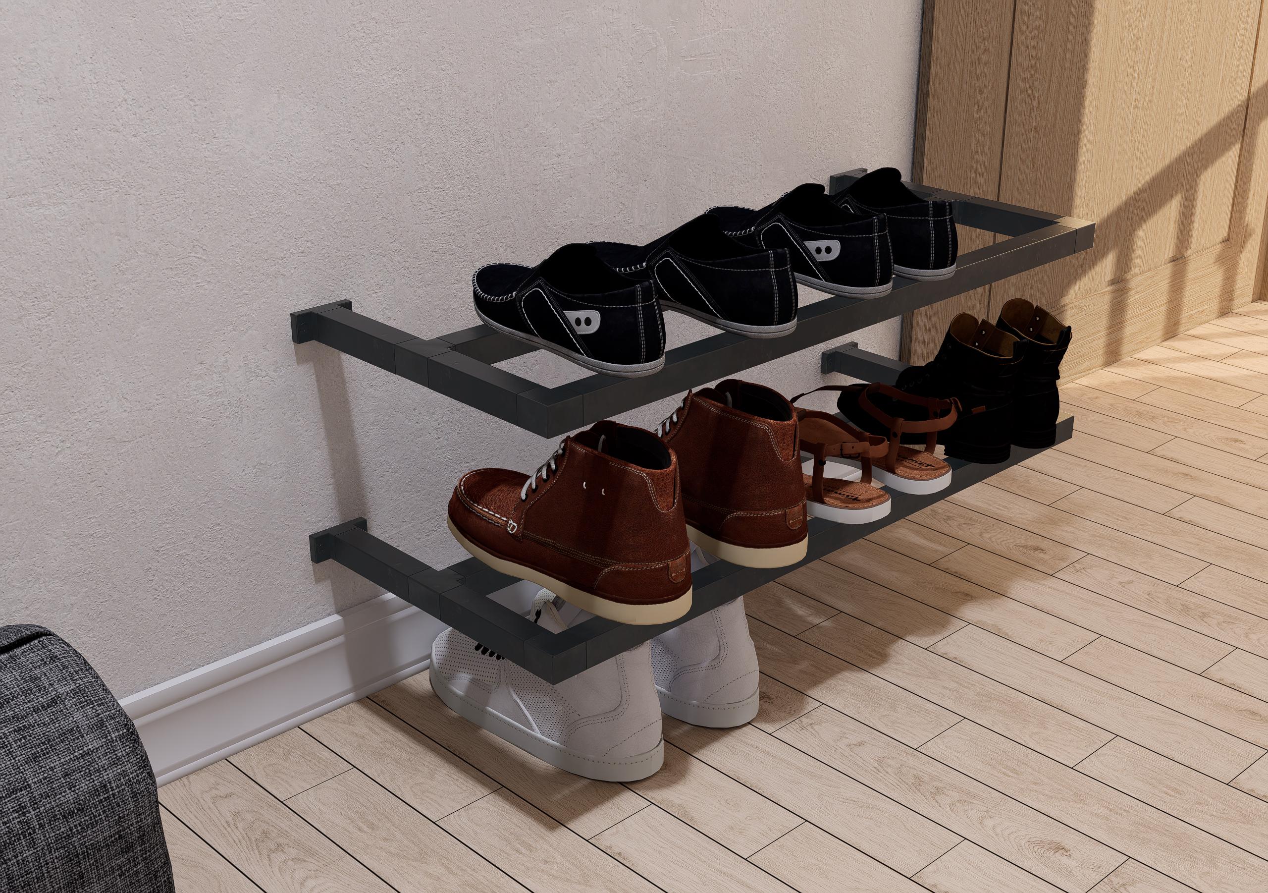 Minimalist Wall-Mounted Square Metal Shoe Rack