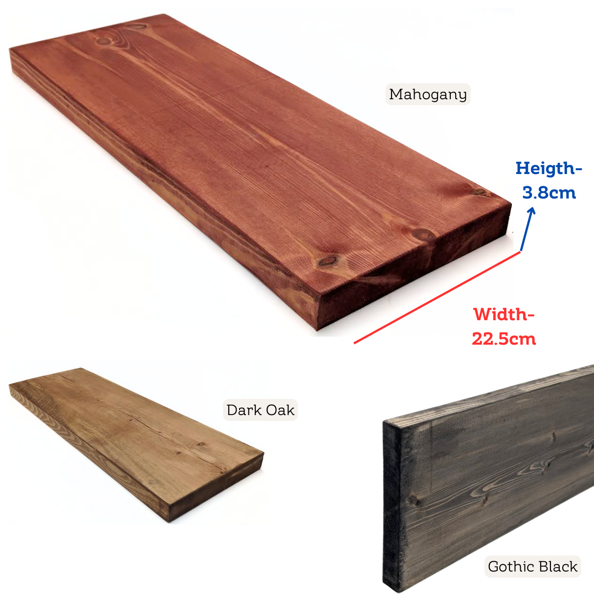 Wooden Floating Shelf with Industrial Metal Brackets