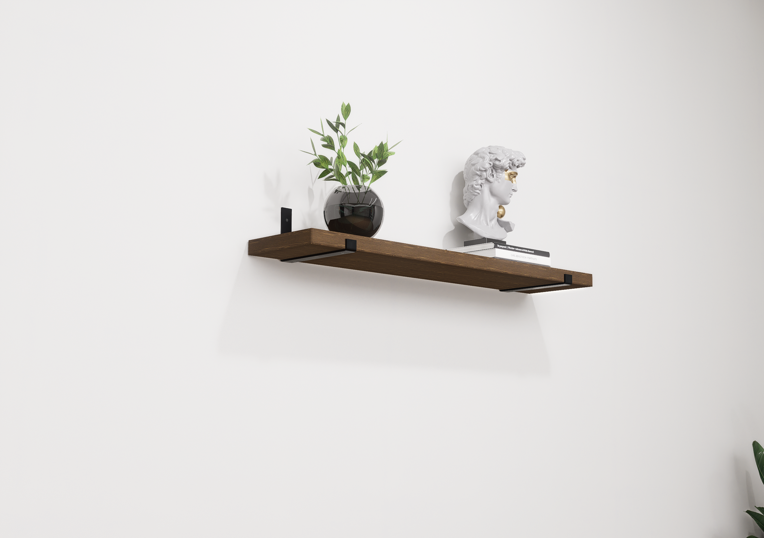 Wooden Floating Shelf with Industrial Metal Brackets