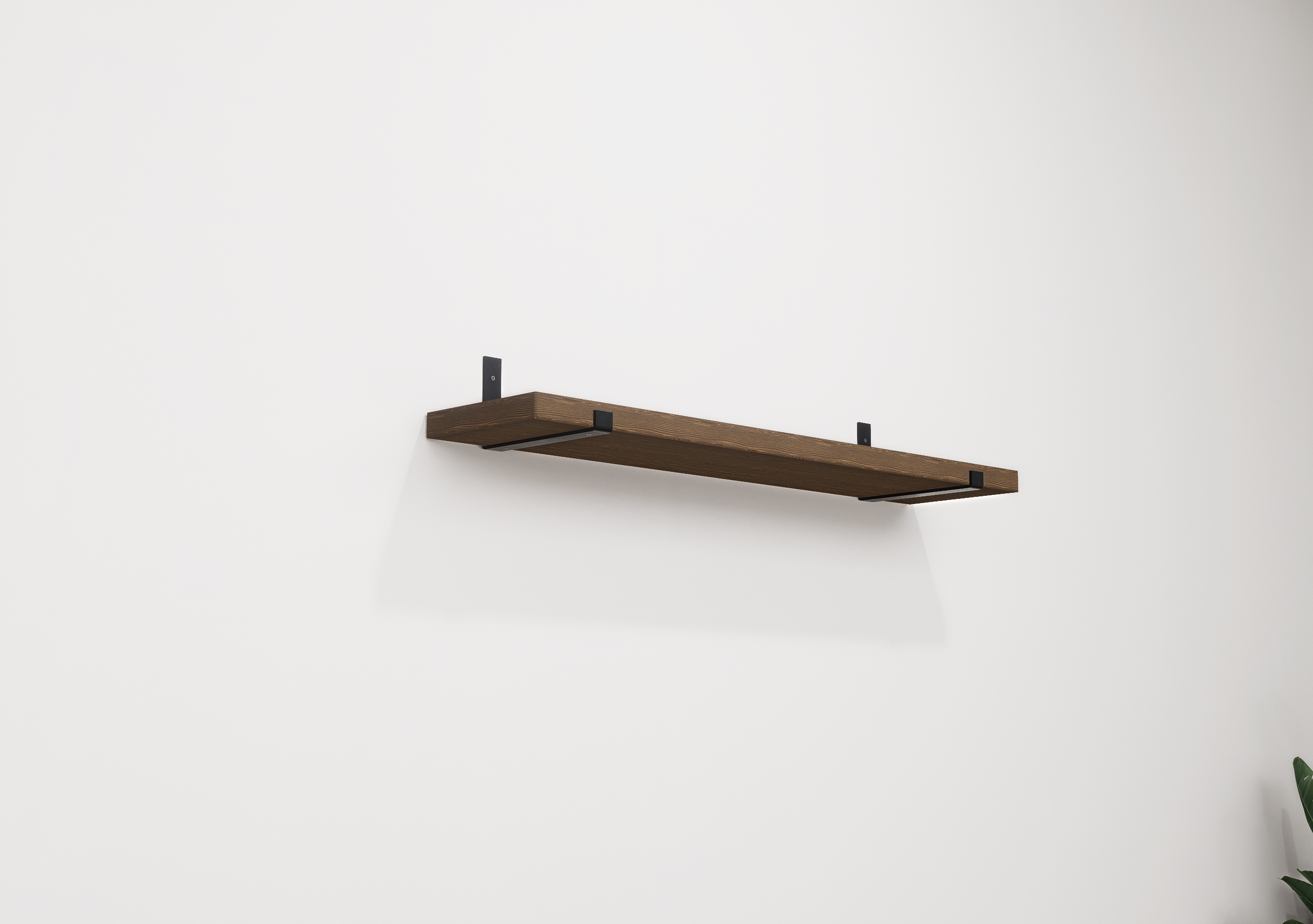 Wooden Floating Shelf with Industrial Metal Brackets