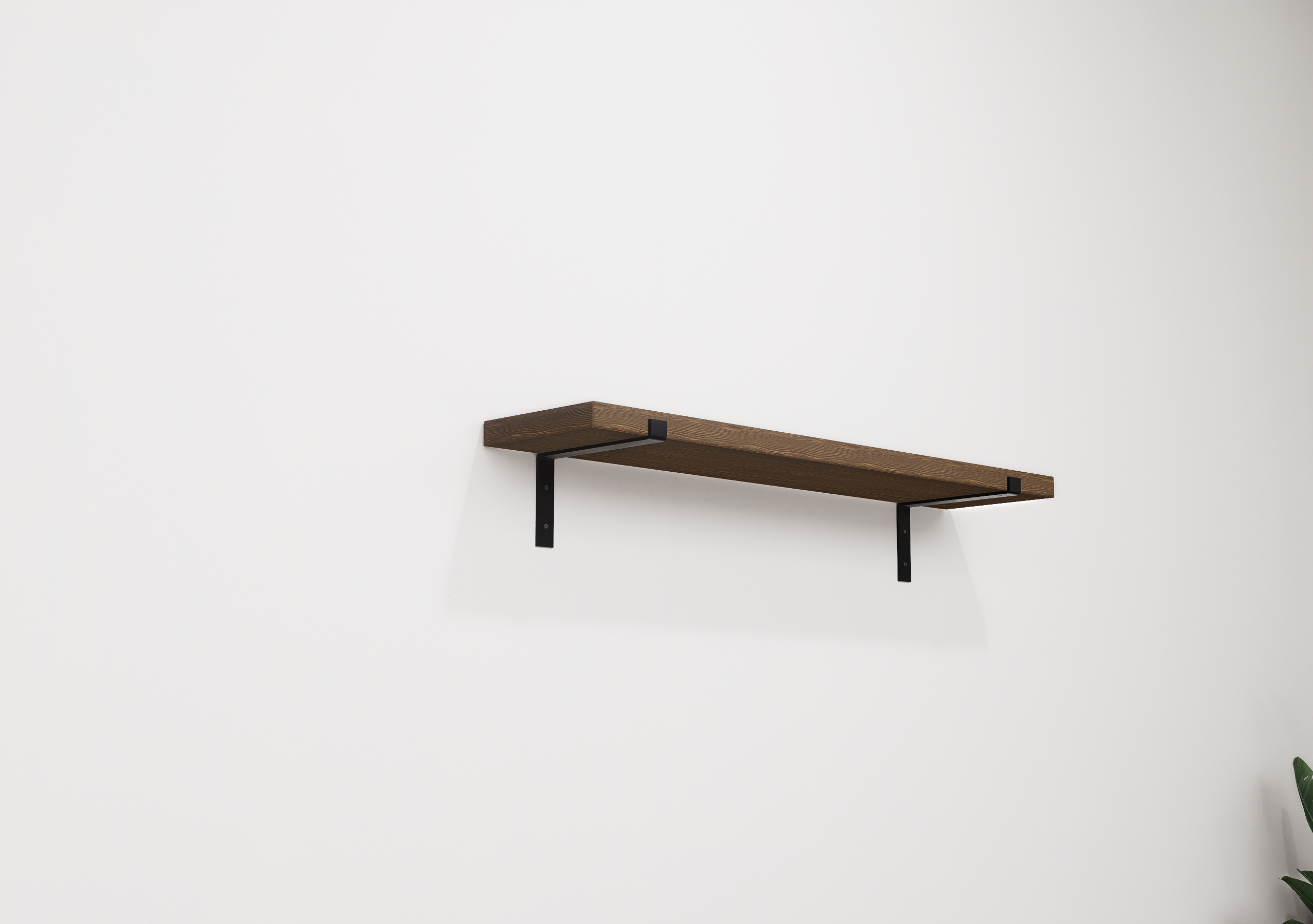 Wooden Floating Shelf with Industrial Metal Brackets Up