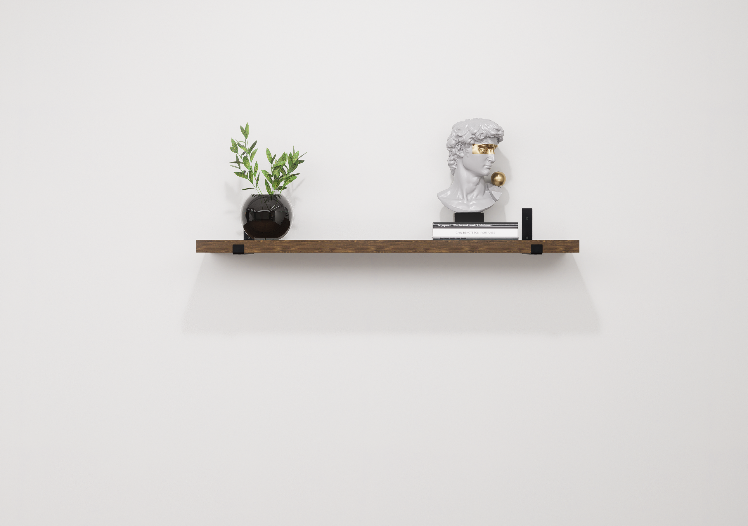 Wooden Floating Shelf with Industrial Metal Brackets