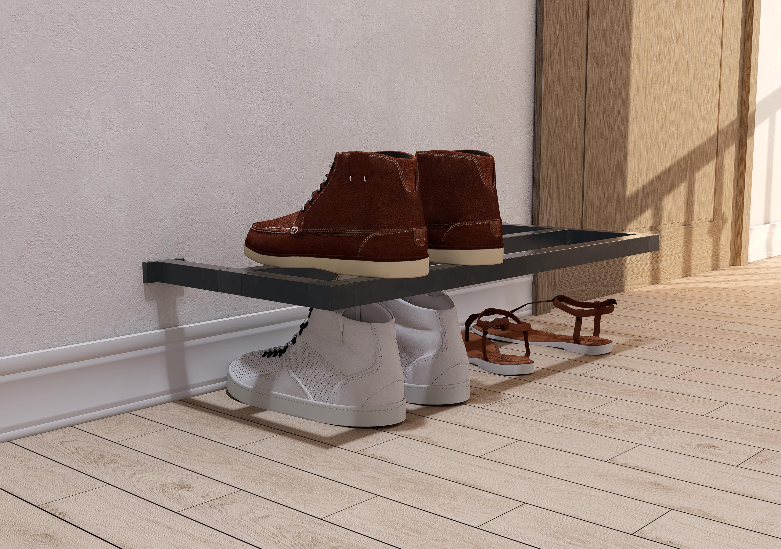 Minimalist Wall-Mounted Square Metal Shoe Rack