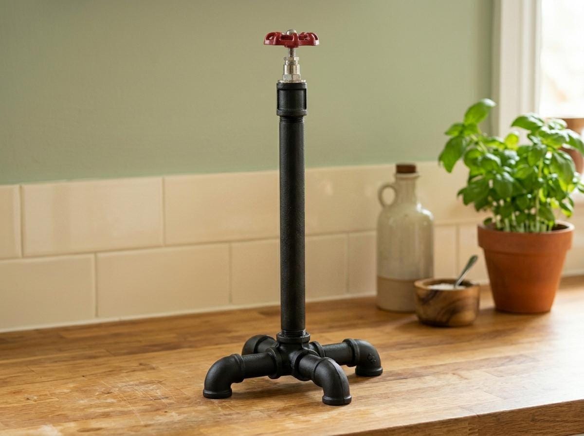 Industrial Pipe Kitchen Roll Holder – Red Valve