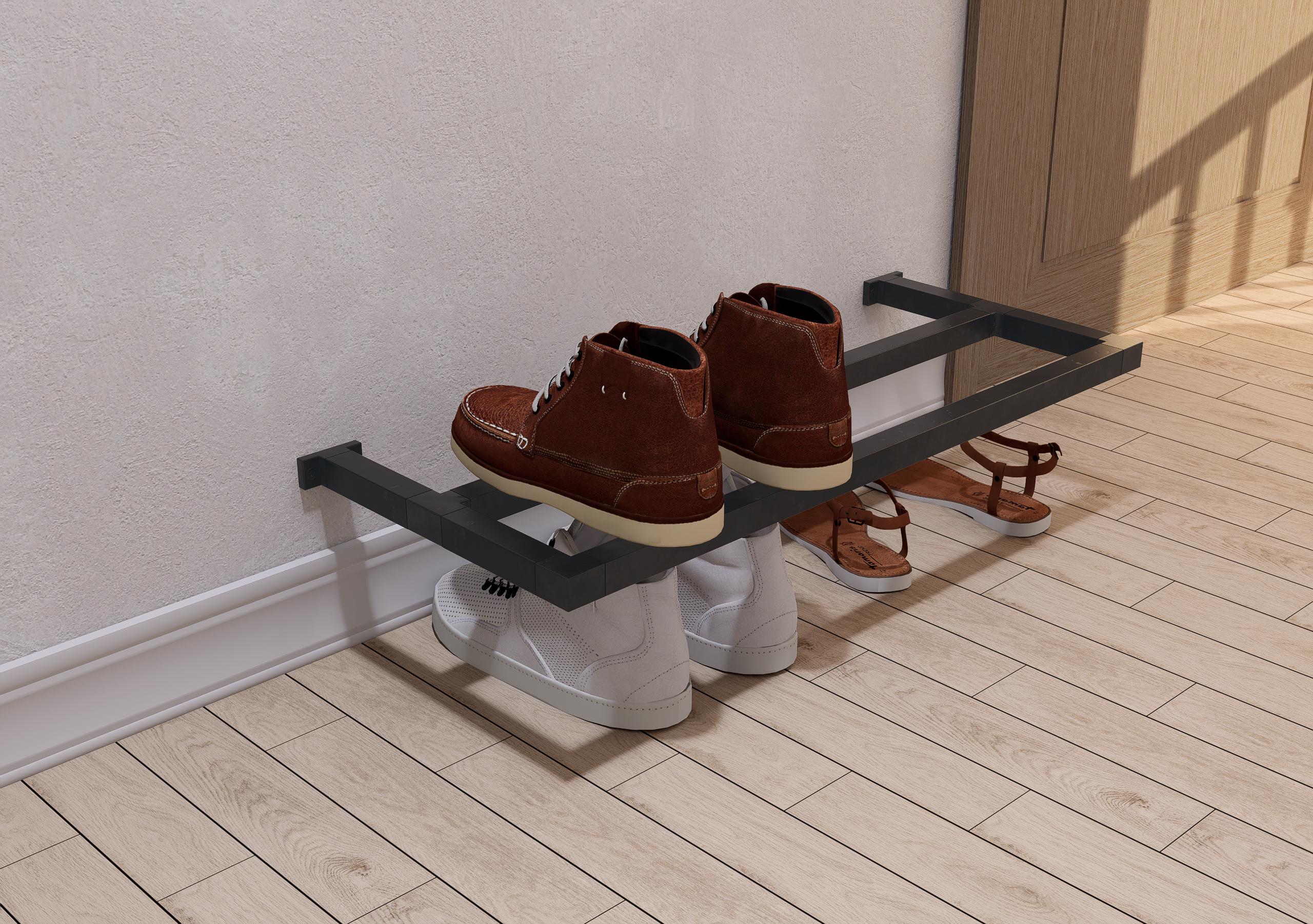 Minimalist Wall-Mounted Square Metal Shoe Rack