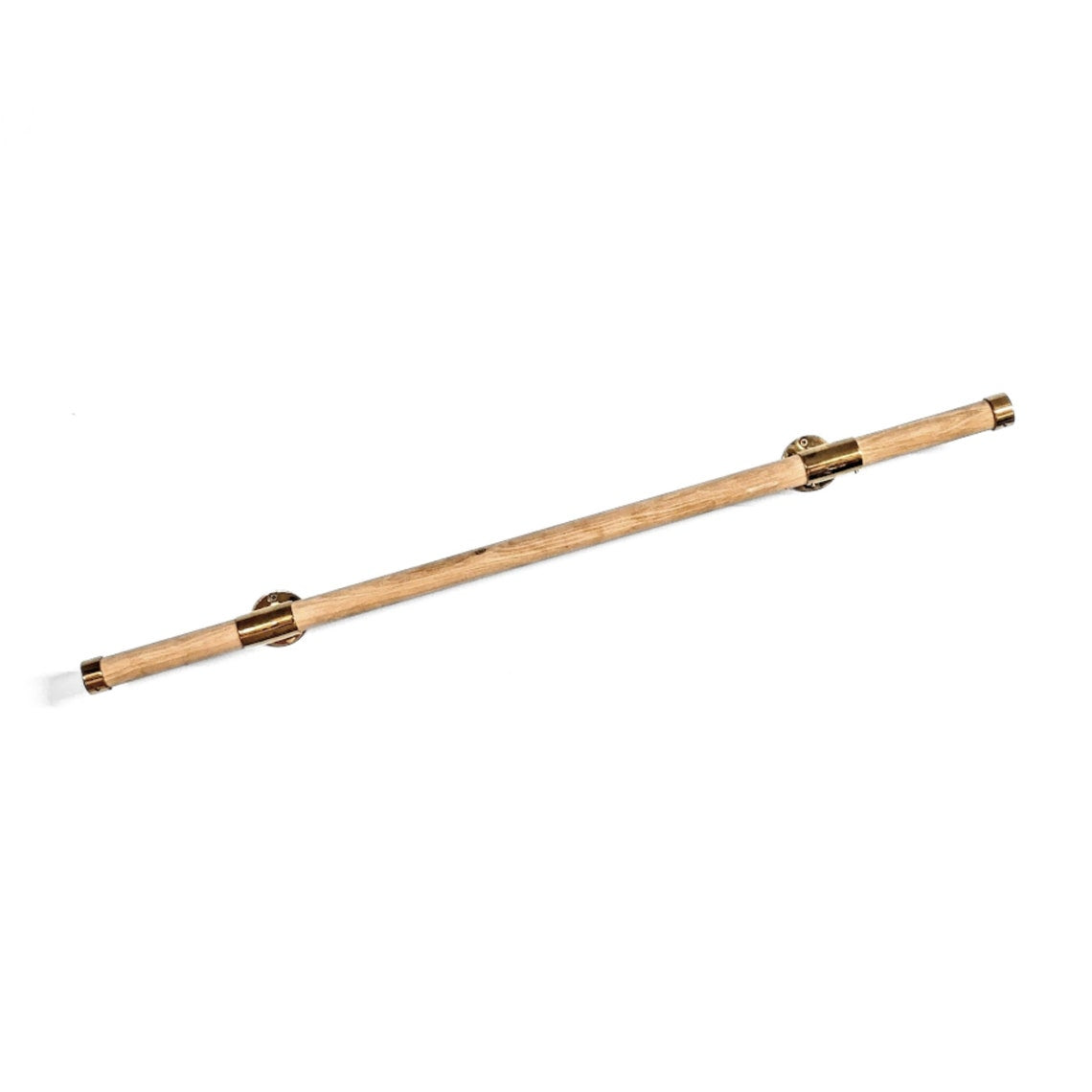 A precision-crafted handrail combining solid American white oak with sleek stainless steel brackets, featuring a 32mm diameter, flat end caps, and the natural beauty of European oak grain patterns for a stylish, durable staircase upgrade.