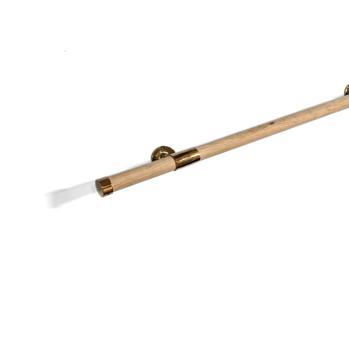 A precision-crafted handrail combining solid American white oak with sleek stainless steel brackets, featuring a 32mm diameter, flat end caps, and the natural beauty of European oak grain patterns for a stylish, durable staircase upgrade.