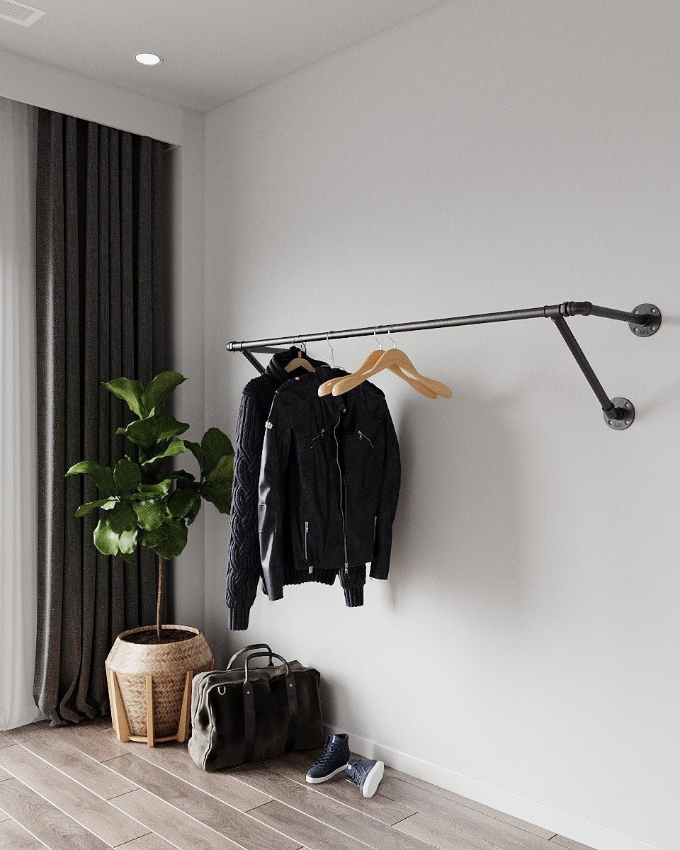 Wall-Mounted Heavy-Duty Pipe Clothes Rail