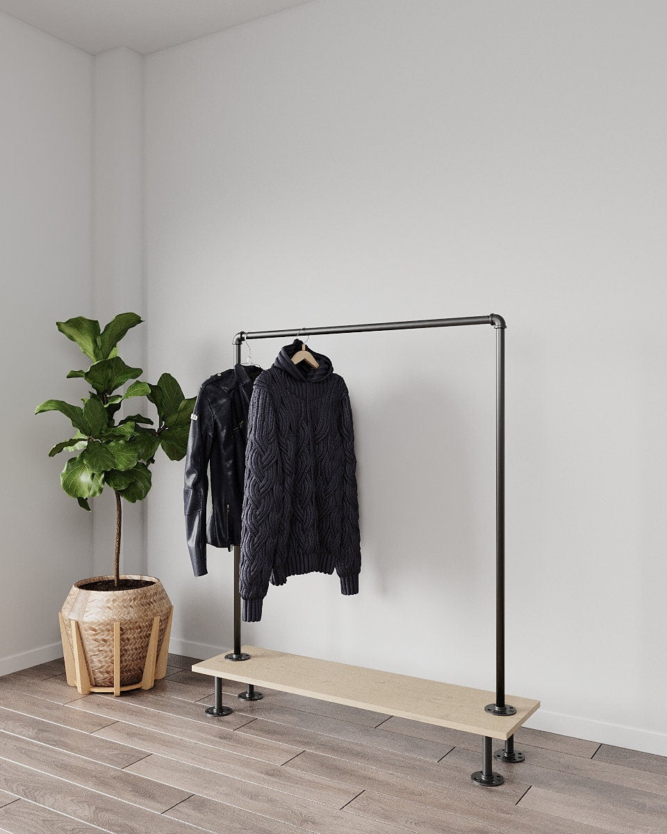 Glacis industrial-style clothing rack with clothes rails, perfect for hanging clothing and storage clothing