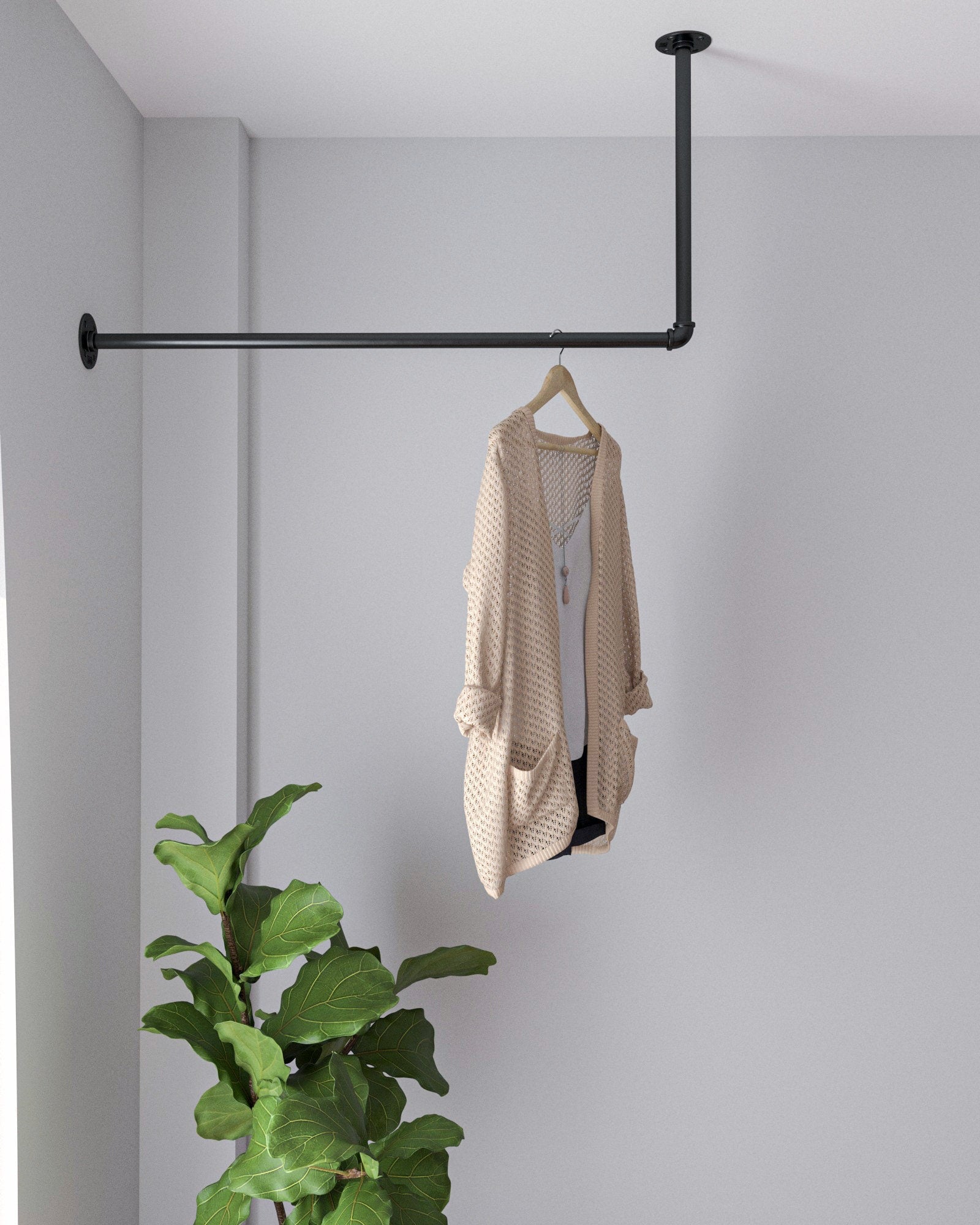 Tufgav L-shaped clothes rack industrial pipe