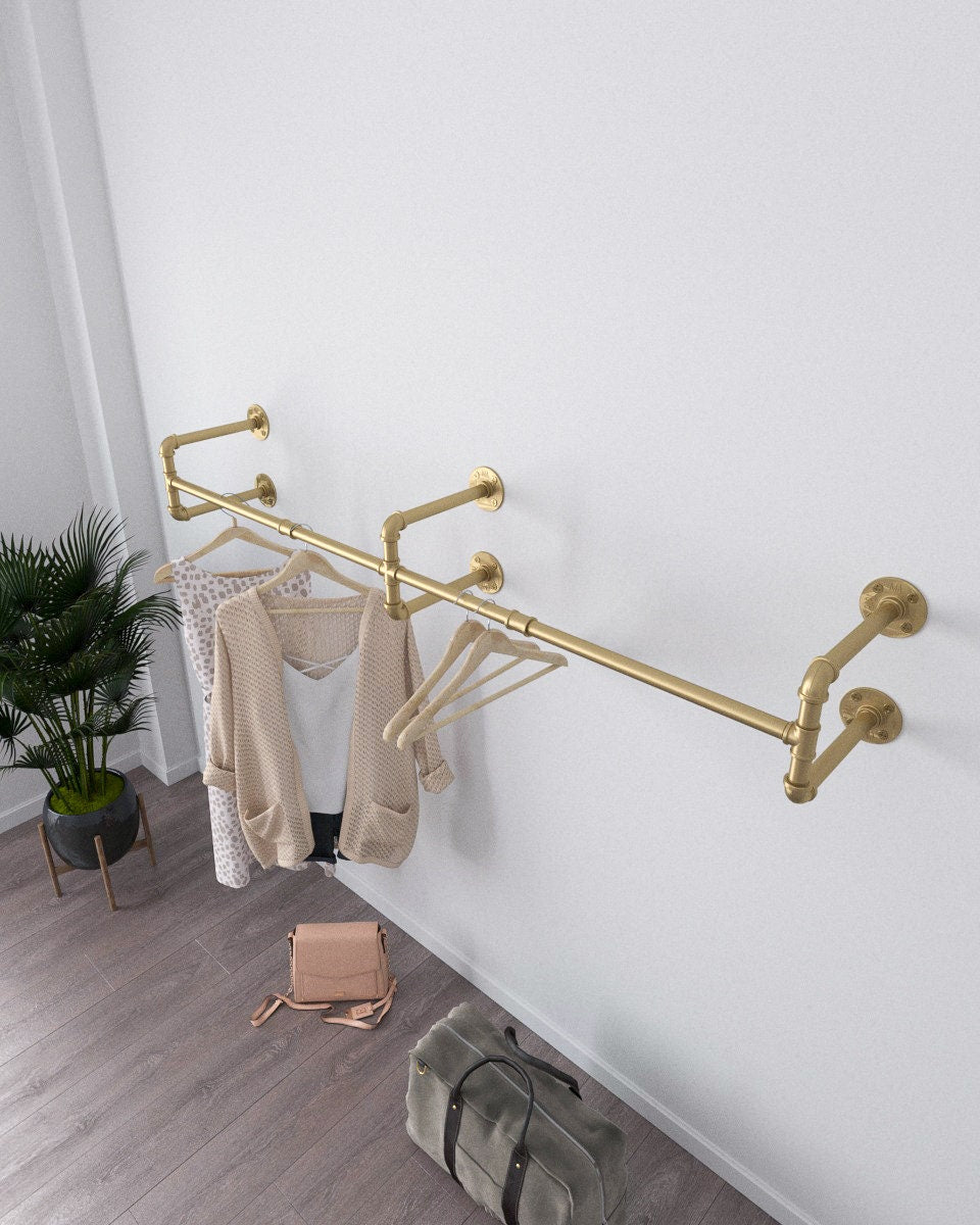 Gold Wall Mounted Clothing Rack