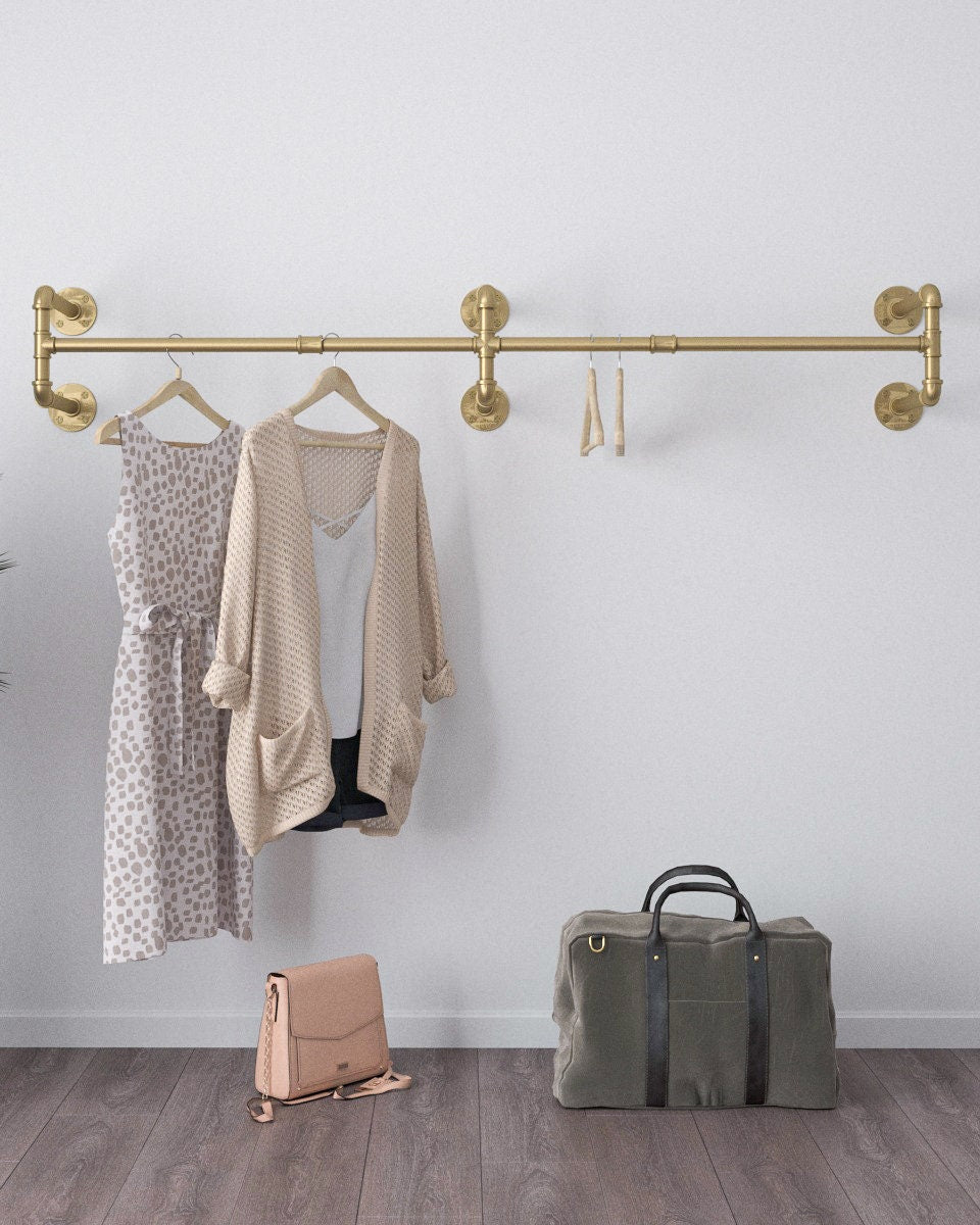 Gold Wall Mounted Clothing Rack