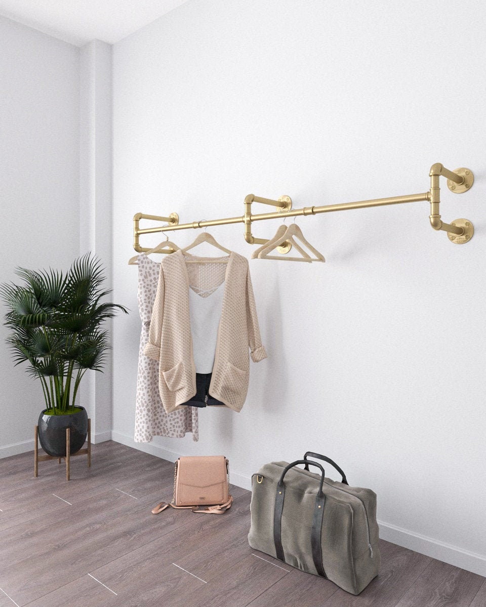 Gold Wall Mounted Clothing Rack