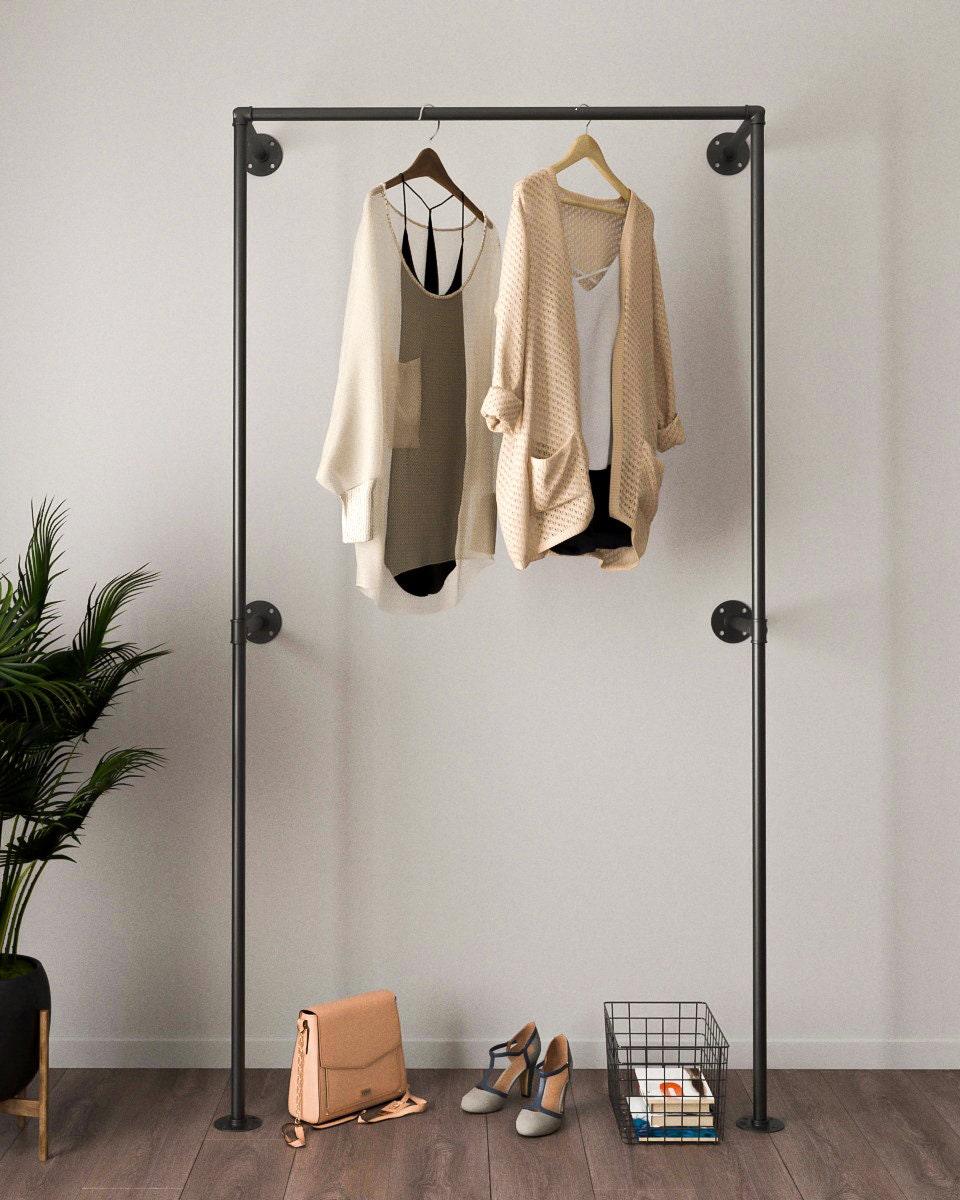 Stylish Open Wardrobe Clothes Rail, showcasing its classic design clothing rack pipe rack
