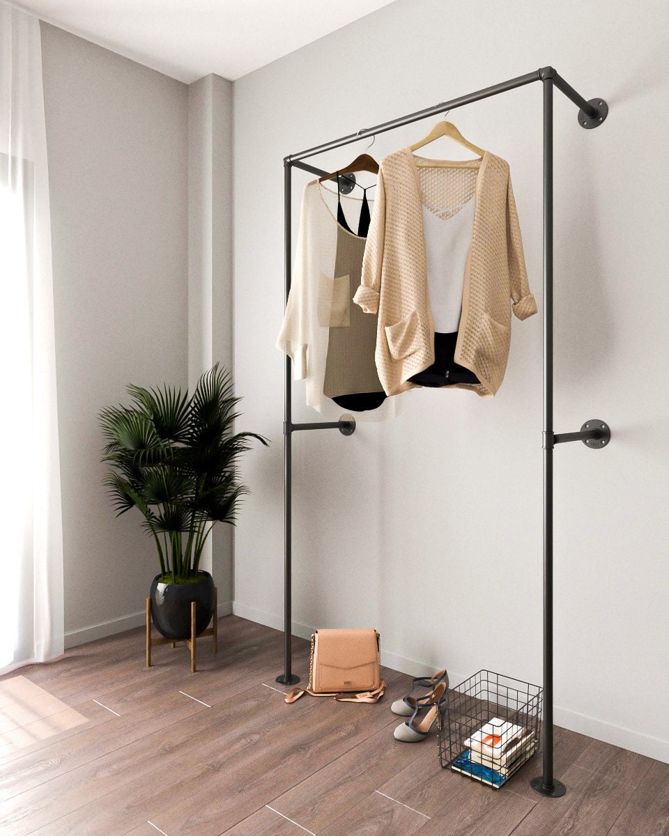 Stylish Open Wardrobe Clothes Rail, showcasing its classic design clothing rack pipe rack