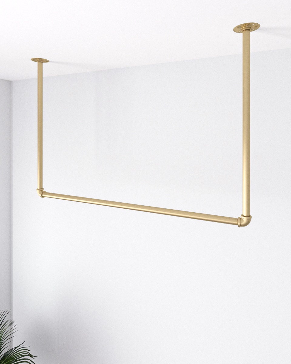 Zest Pipe Golden Ceiling Clothes Rack