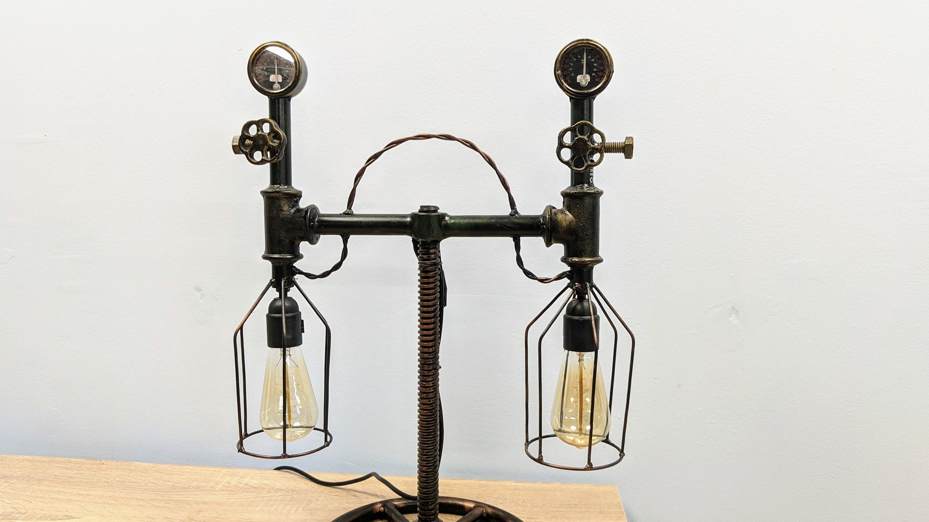 Unique Side Table Lamp - Industrial Light Meets Contemporary Design