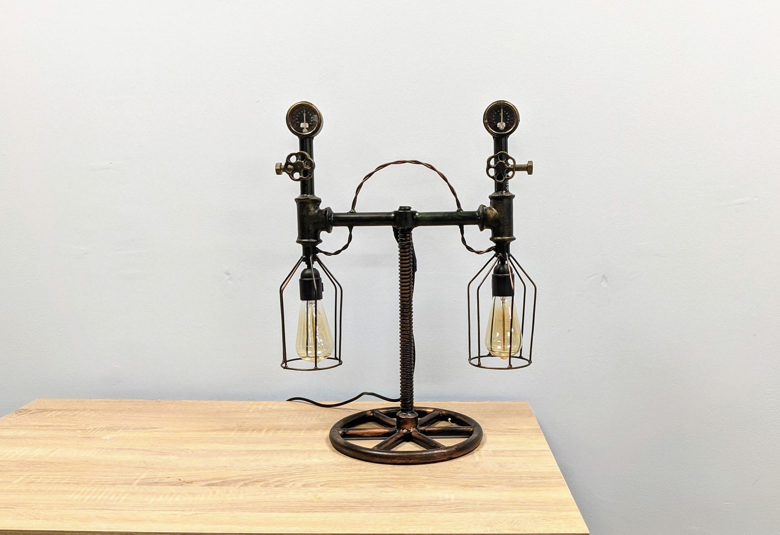 Unique Side Table Lamp - Industrial Light Meets Contemporary Design