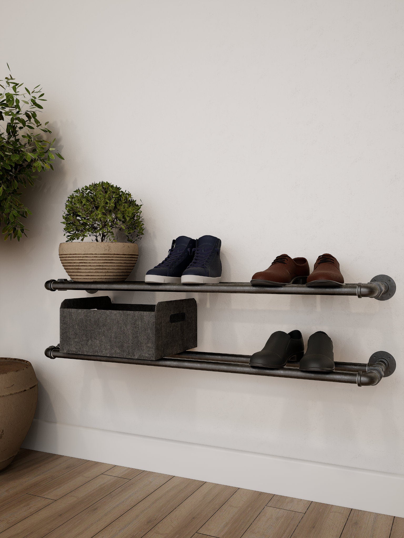 Vintage Style Wall Mounted Shoe Rack