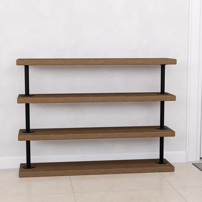 Industrial Pipe Shoe Rack - Tiered Shoe Organizer - Rustic Entryway Shoe Shelf - Heavy Duty Metal &amp; Wood Shoe Storage for Home or Office