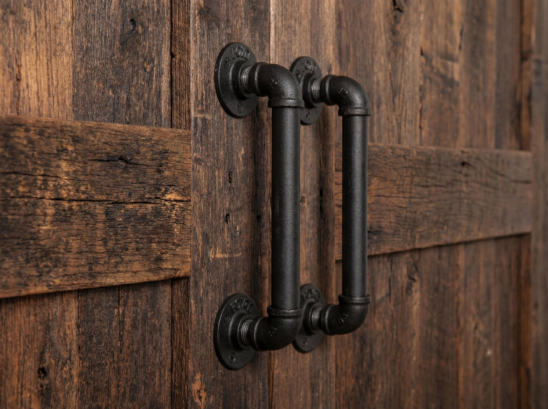 Pair Industrial Pipe Door Pull Handle, Grab Bar, Towel Bar, Antique Rustic Cast Iron Handrail Hand made Custom Size Vintage look