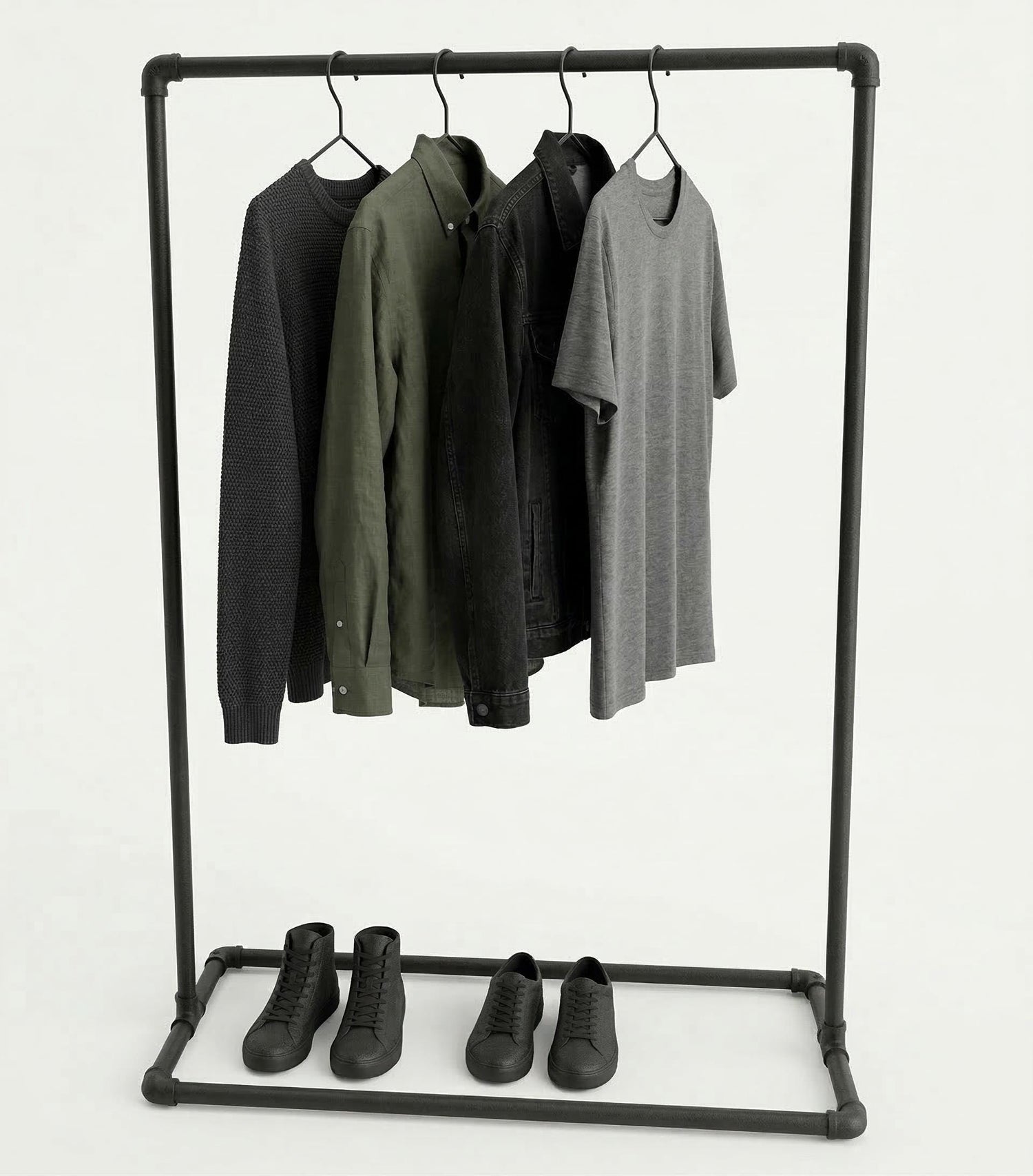 Pipe Freestanding Clothes Rail | Industrial Garment Rack with Malleable Iron Finish | Shop Display, Clothing Storage &amp; Home Decor