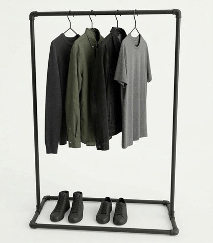 Pipe Freestanding Clothes Rail | Industrial Garment Rack with Malleable Iron Finish | Shop Display, Clothing Storage &amp; Home Decor
