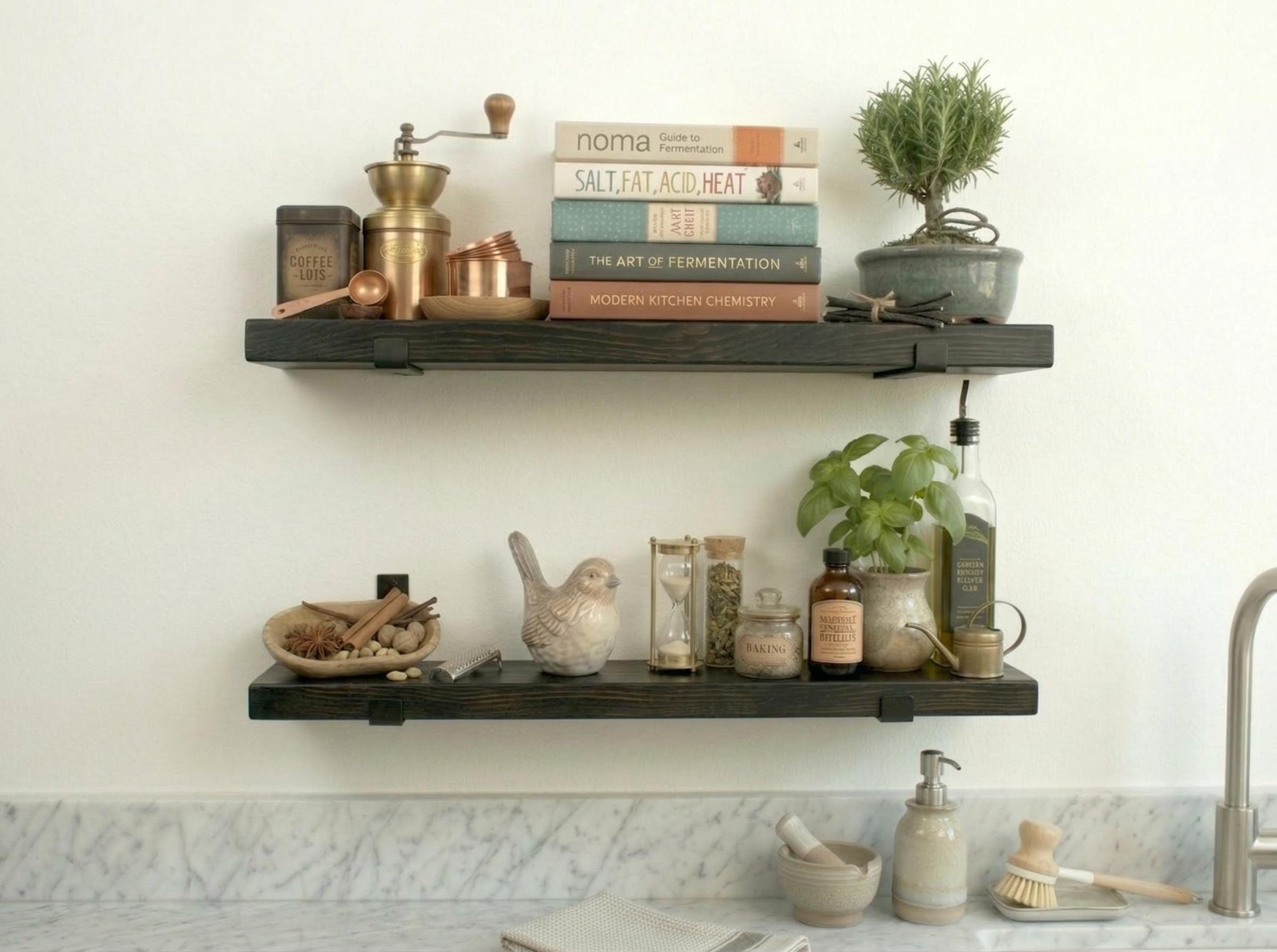 Custom Industrial Floating Shelf | Rustic Farmhouse Wood Wall Shelf