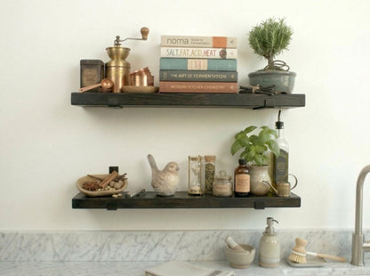 Custom Industrial Floating Shelf | Rustic Farmhouse Wood Wall Shelf