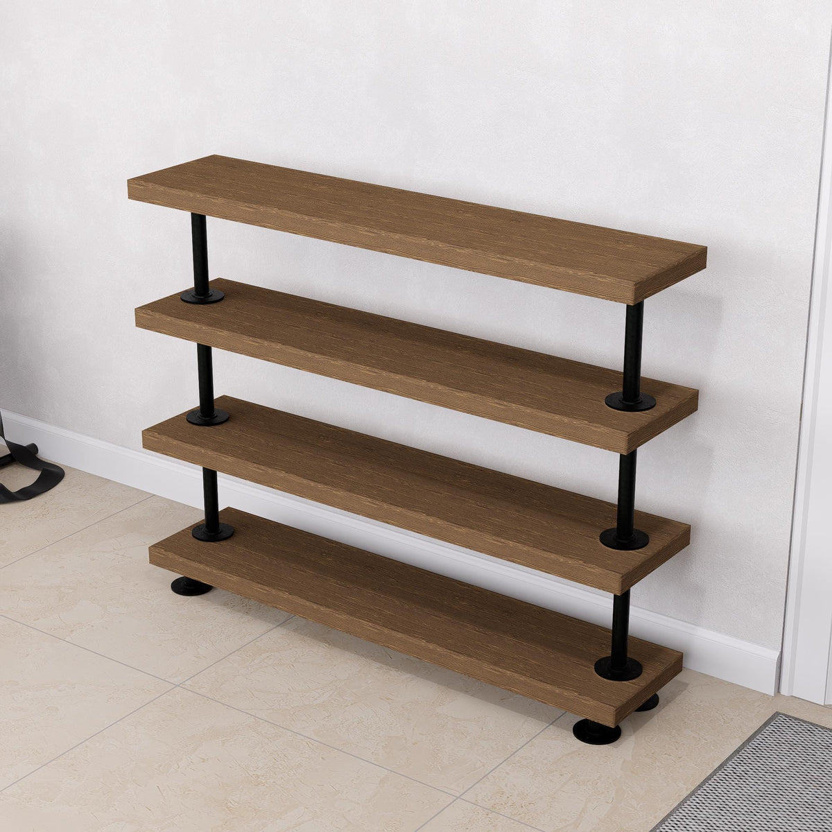 Rustic Tiered Shoe Rack with Wooden Shelves
