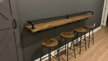 Industrial Style Breakfast &amp; Drinks Bar | Rustic Wall-Mounted Home Bar